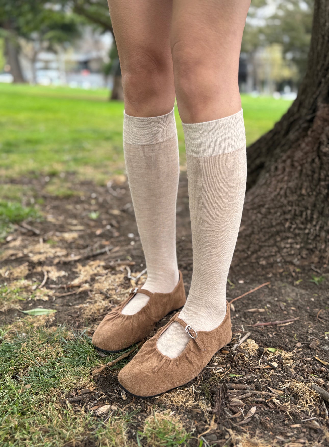 皺褶麂布MARYJANE ( 啡/黑 )