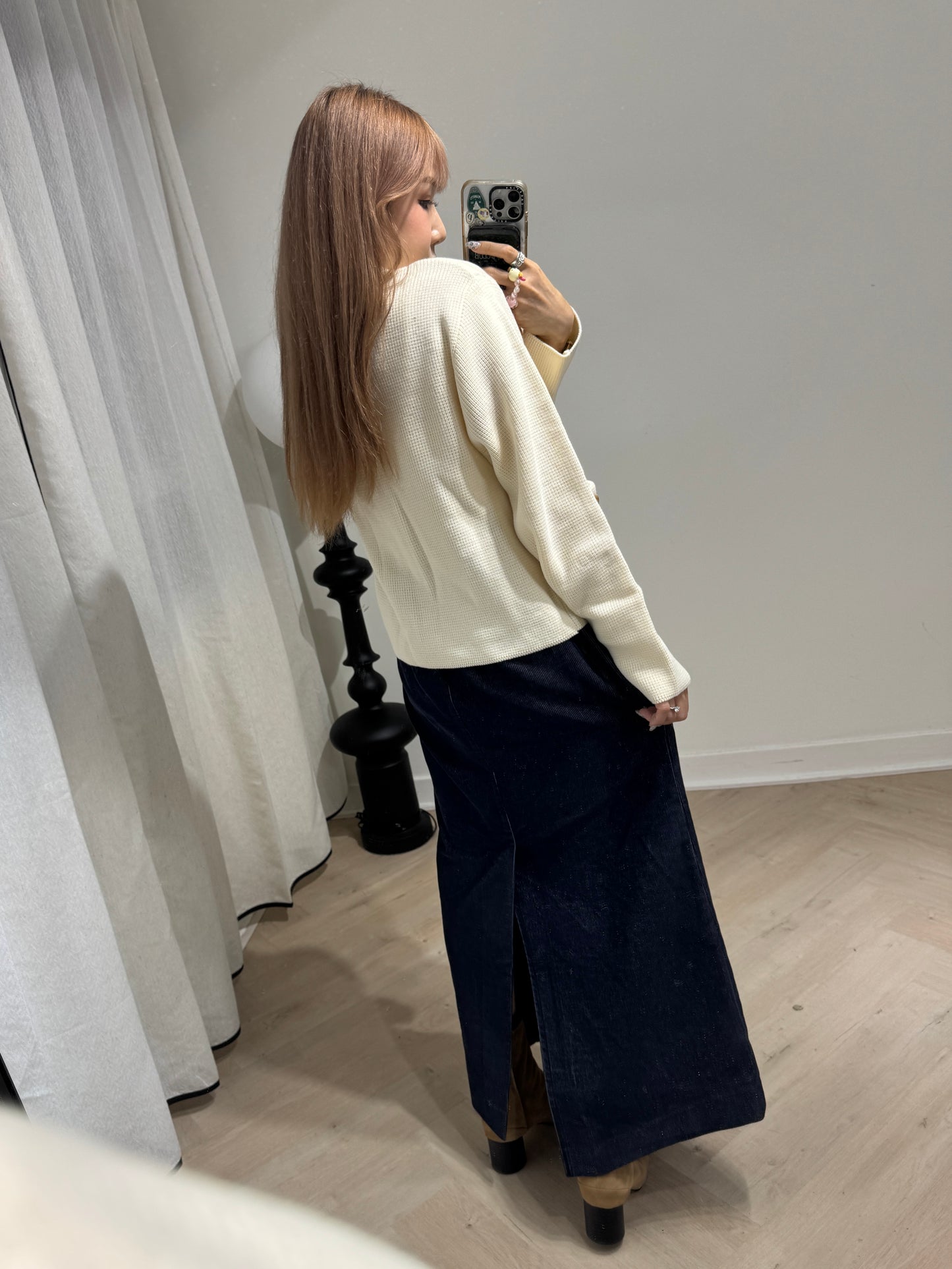 黑BELT口袋燈芯絨直裙 ( 深藍/啡 )