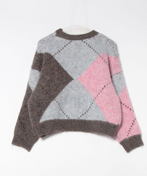 菱格虛線冷衫 ( 粉/黃 )