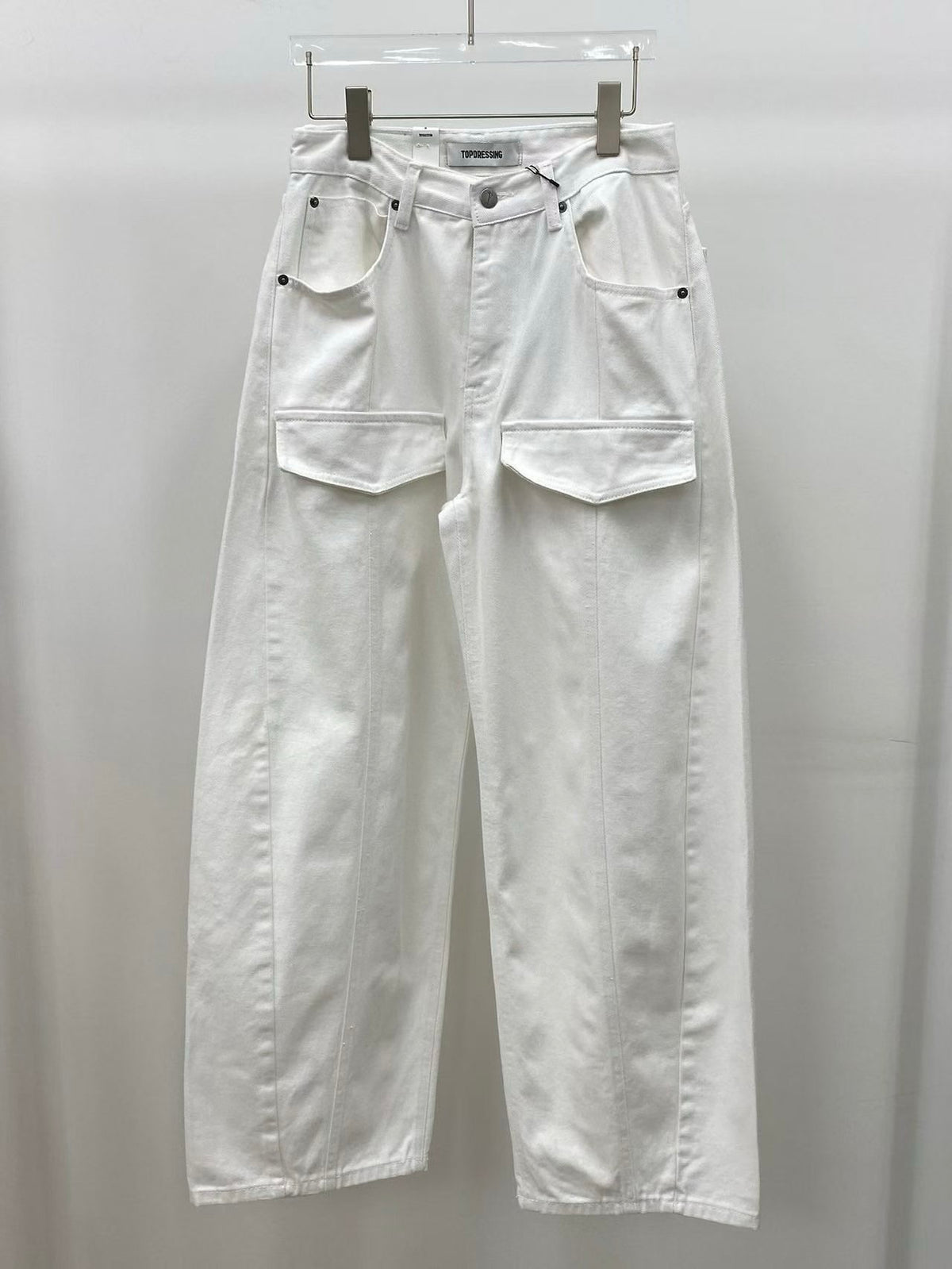 假口袋白色長牛仔褲 ( S/M/L )