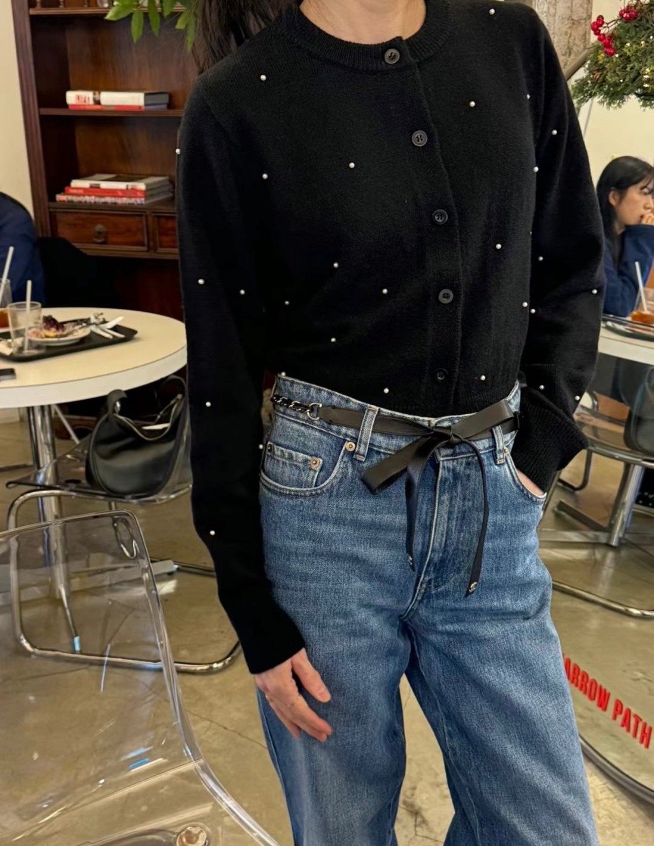 細珍珠外套 ( 黑/灰 )