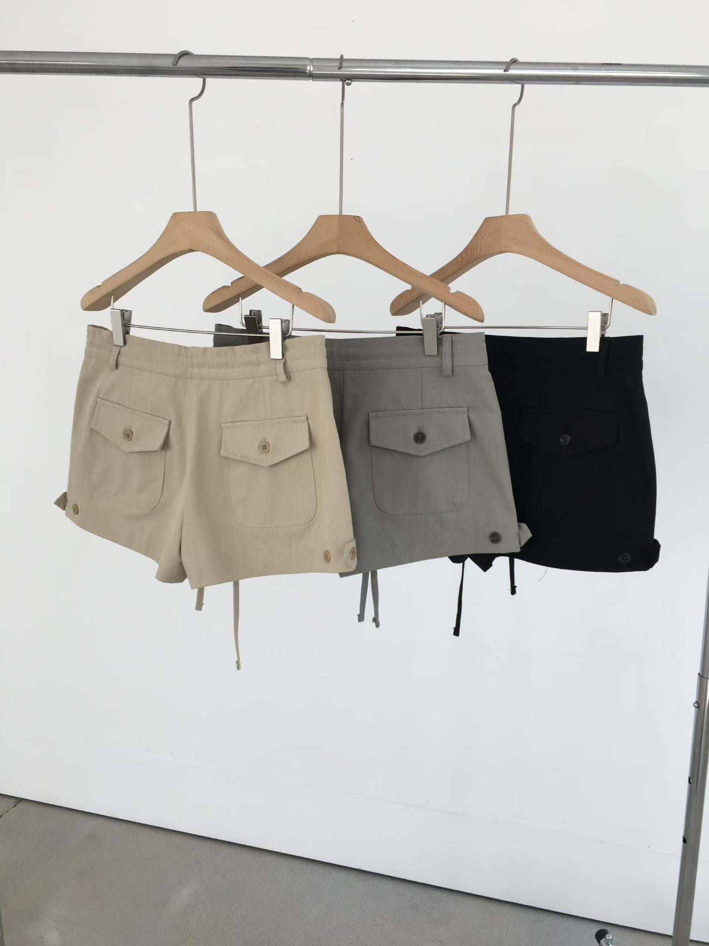 索腰繩短褲 ( 軍綠/杏 )