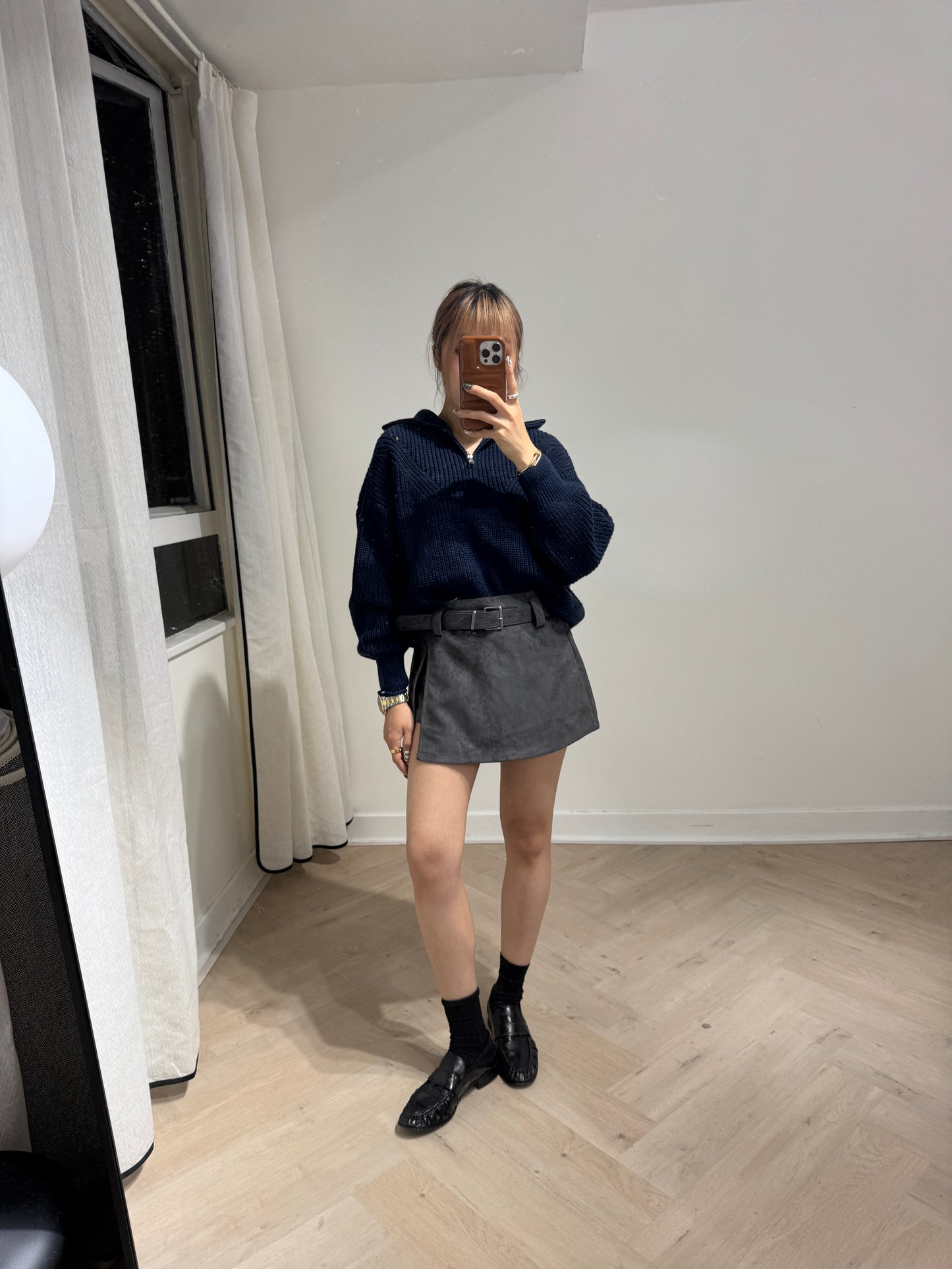 反領拉鍊冷線上衣 ( 五色 )