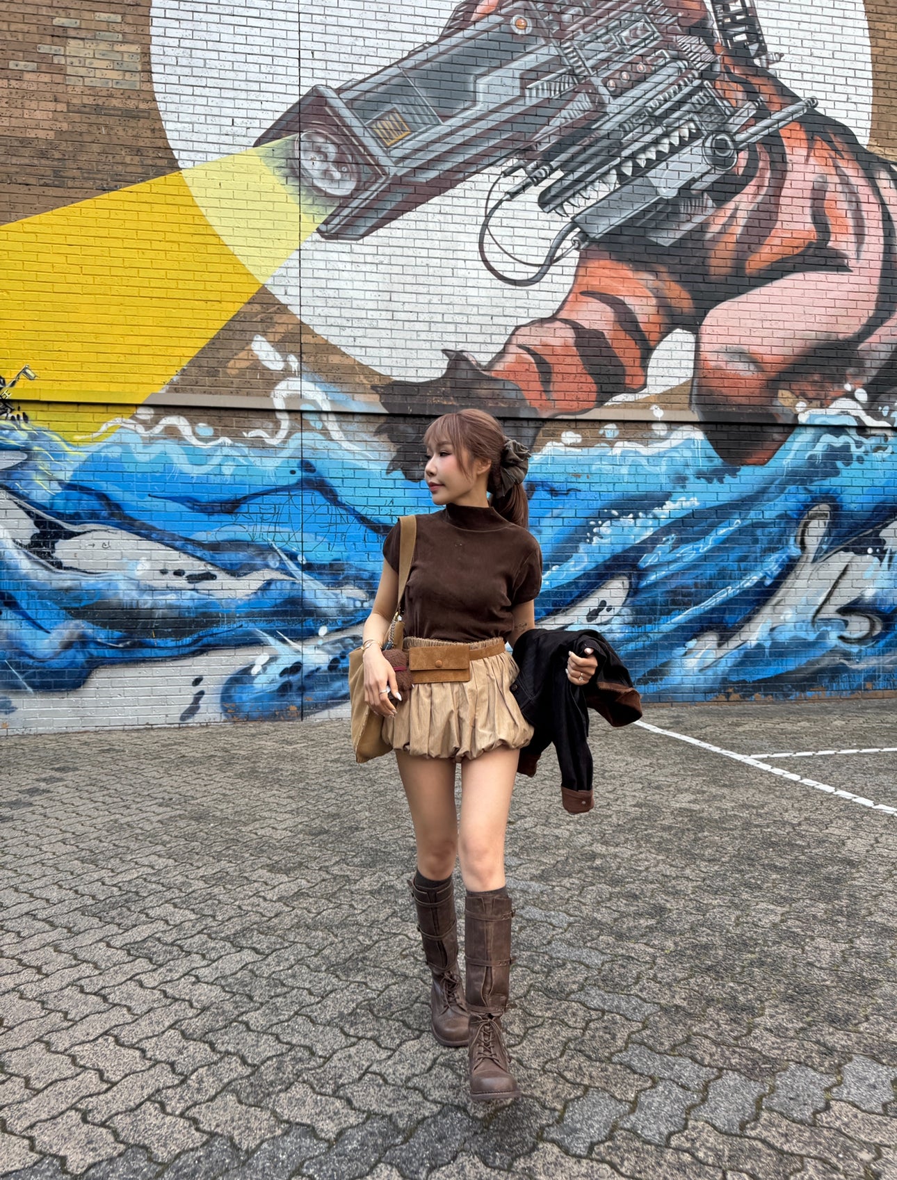 三間幼BELT長BOOT ( 啡/黑 )