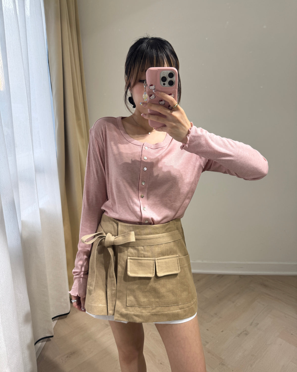 工裝綁結層次裙褲 ( 杏/深灰/寶藍 ）