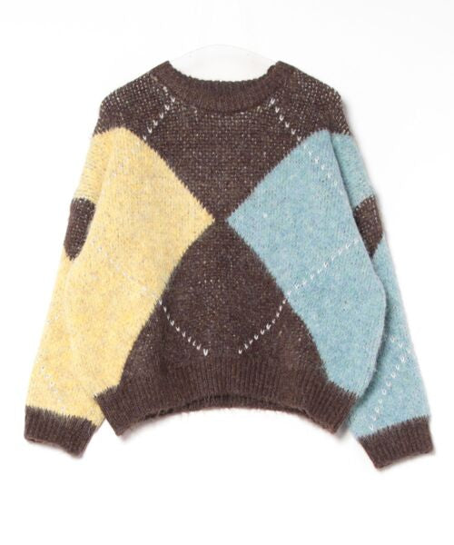 菱格虛線冷衫 ( 粉/黃 )