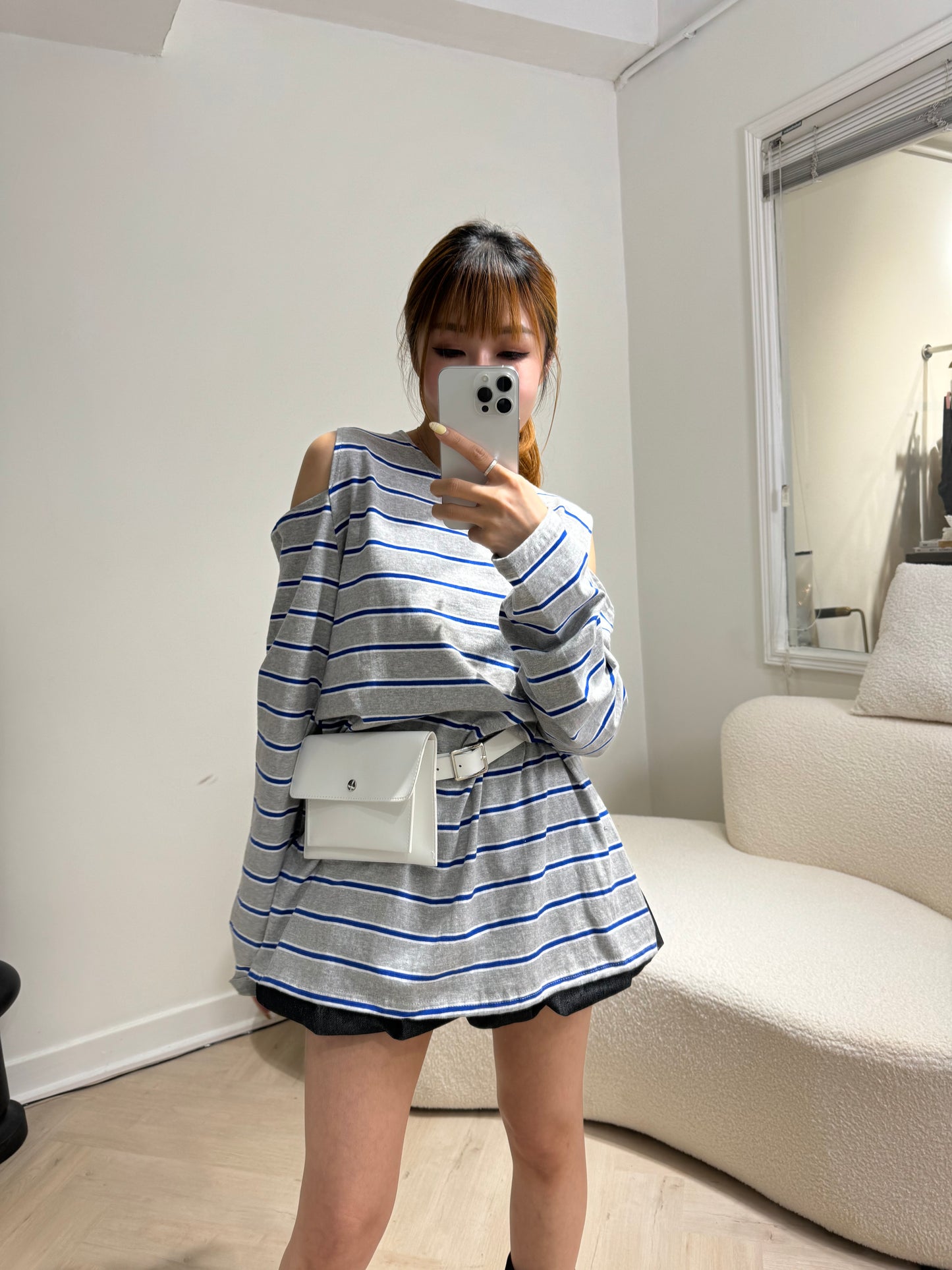 雙層間隔BELT BAG ( 黑/白 )