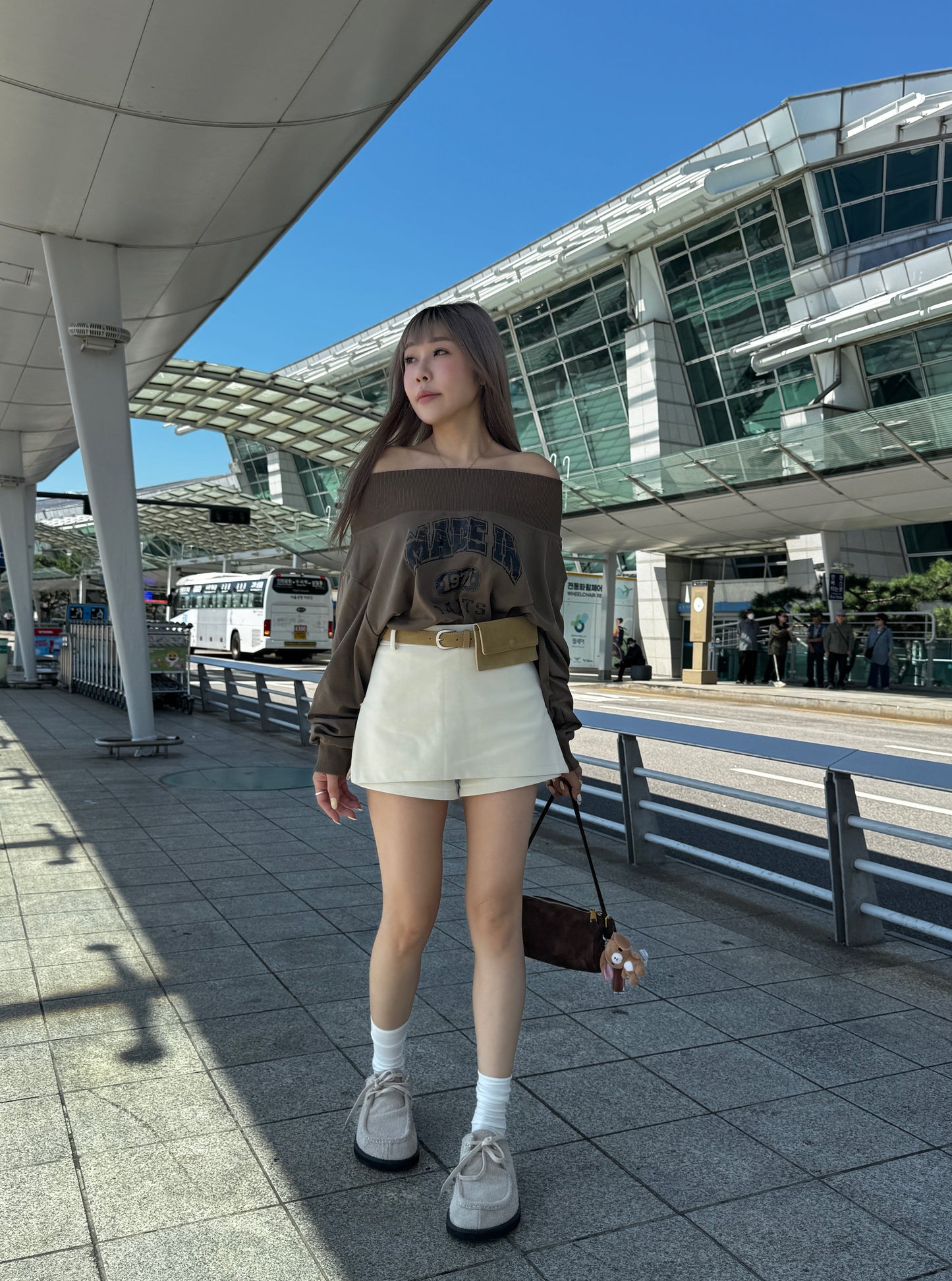 牛麂腰包真皮皮帶 ( 杏/黑 )