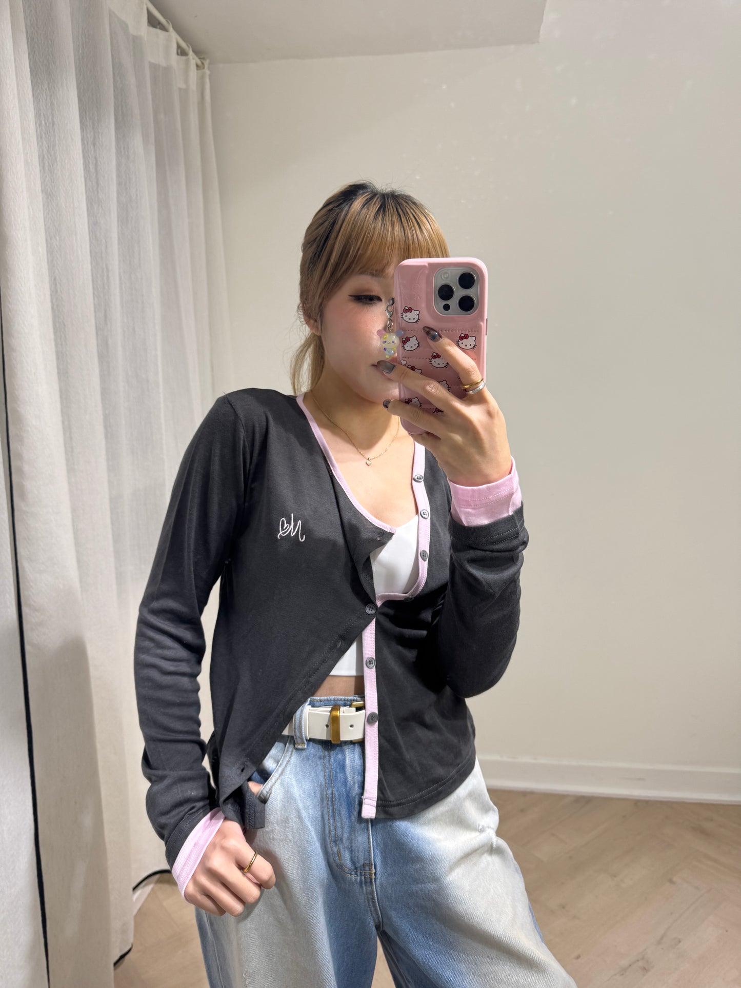 併邊斜鈕薄外套 ( 深灰/寶藍/灰 )