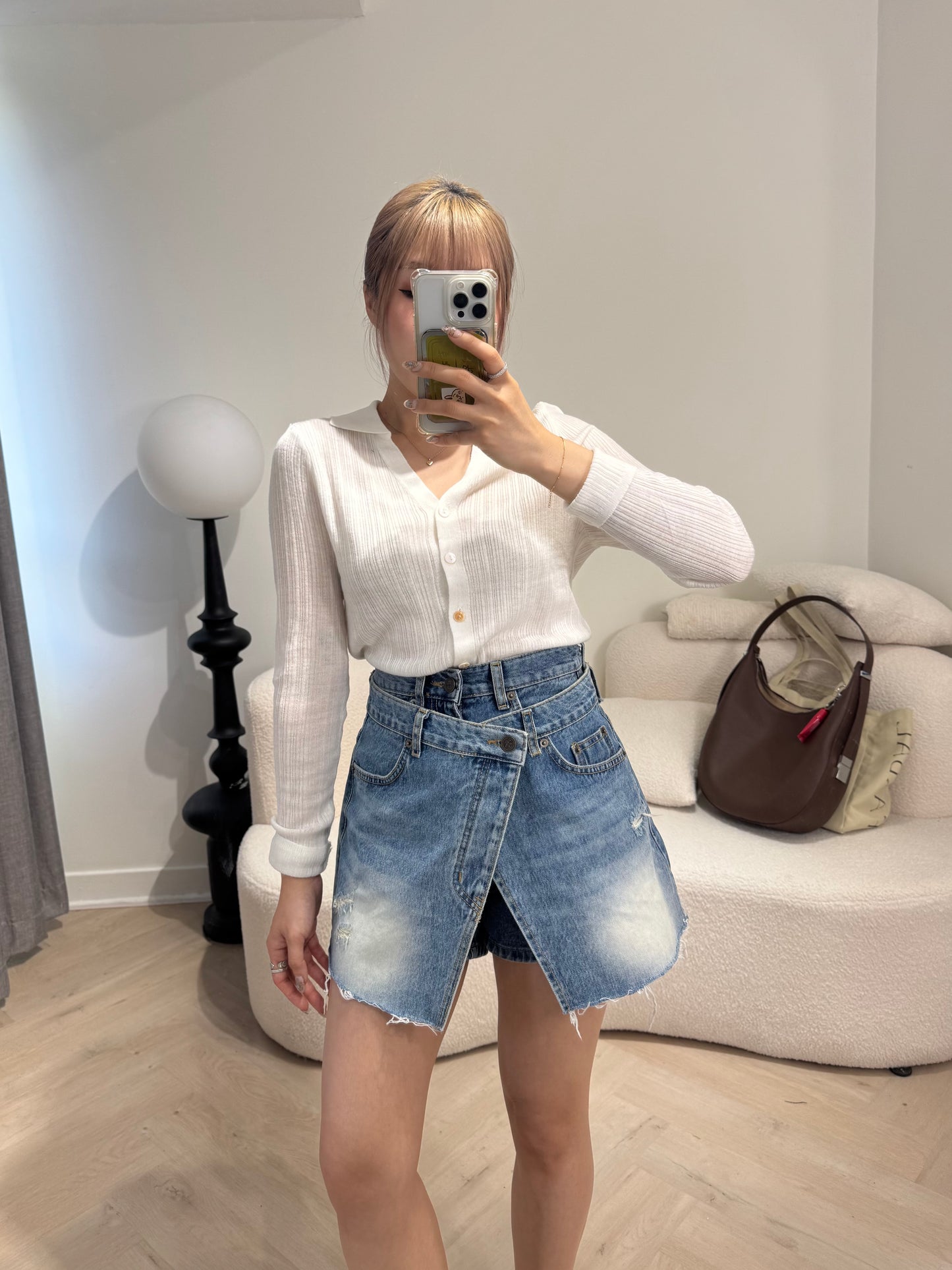 開叉圍牛仔裙褲套裝 ( S/M/L )