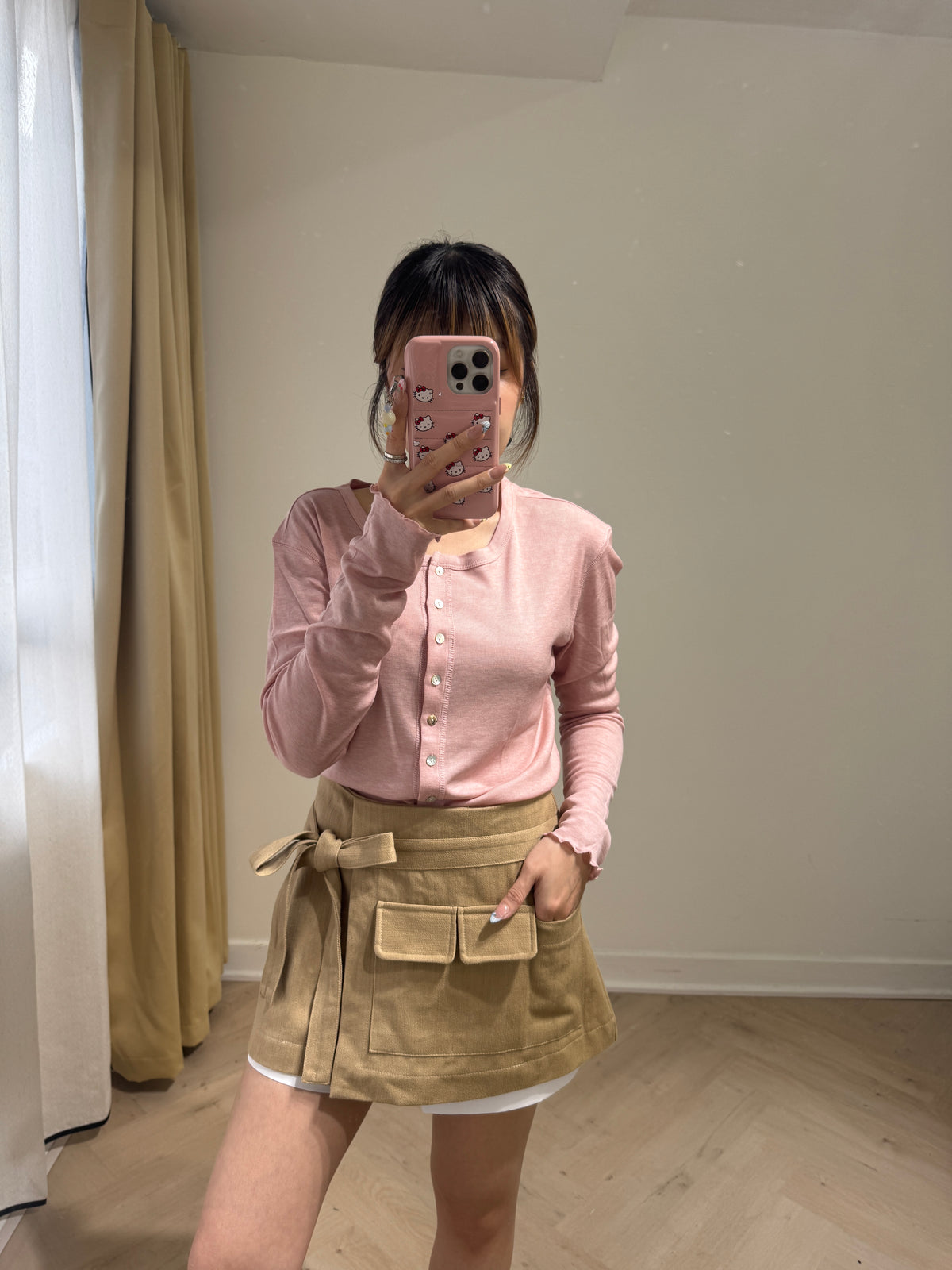 工裝綁結層次裙褲 ( 杏/深灰/寶藍 ）