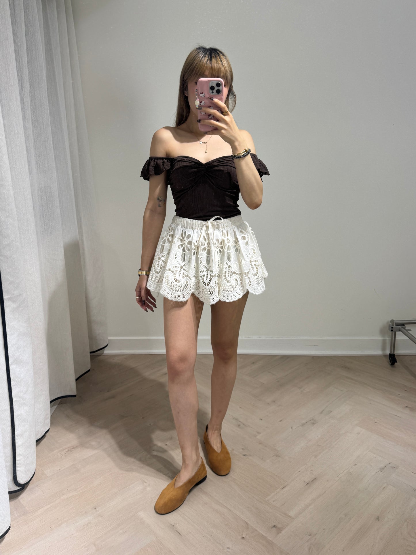 小通花RUFFLE兩著背心 ( 黑/啡/米白 )