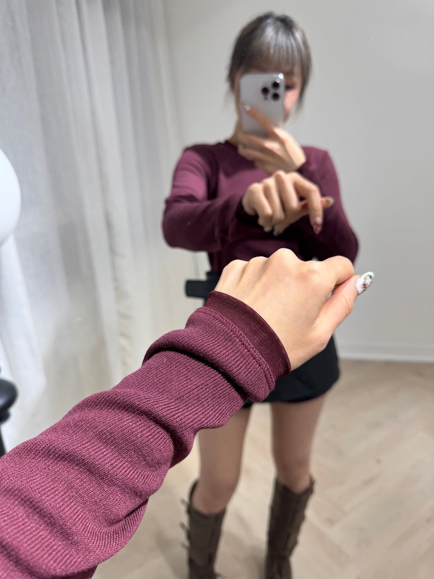 網網邊純綿打底上衣 ( 白/啡/酒紅/深灰 )