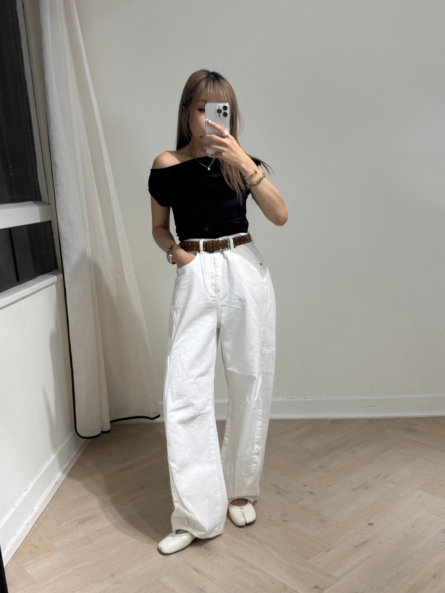 絲絨斜膊上衣 ( 粉/黑 )