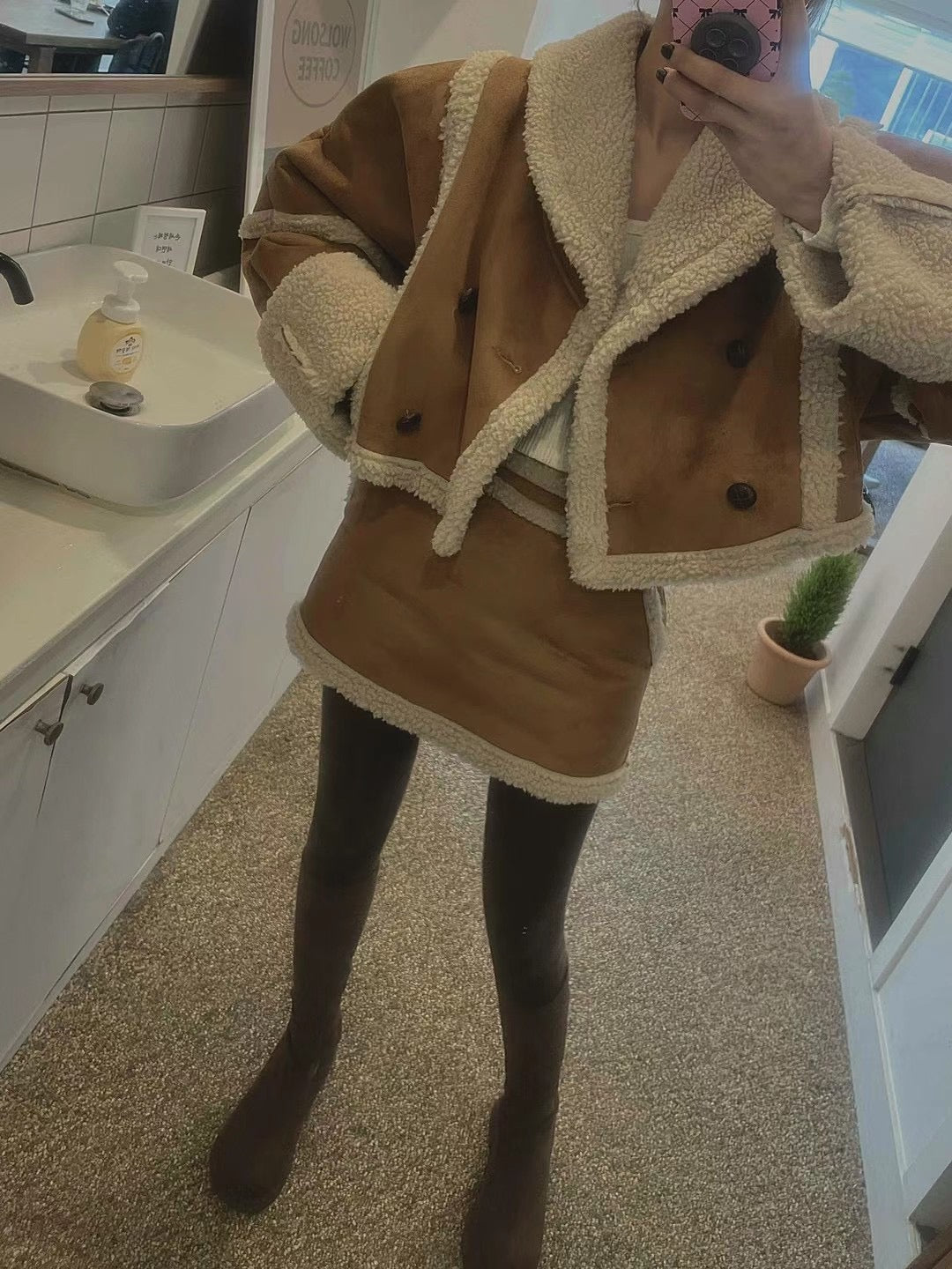 羊羔毛邊麂布短裙 S/M