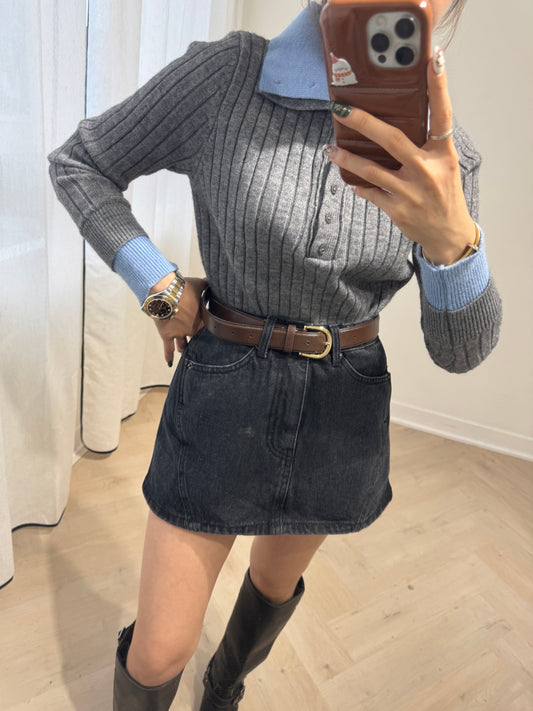 洗水灰黑牛仔裙褲 ( S/M/L )