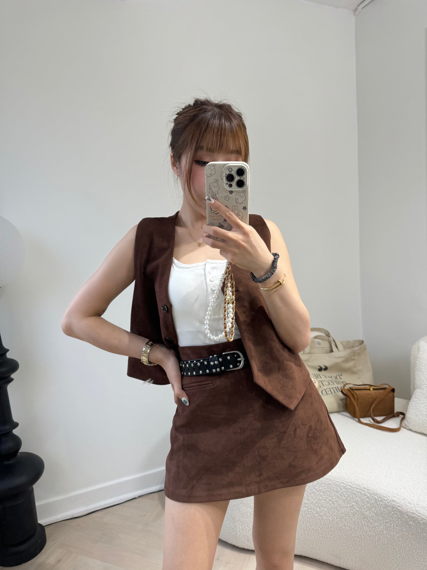 麂布馬甲背心外套 ( 黑/啡/彩藍 )