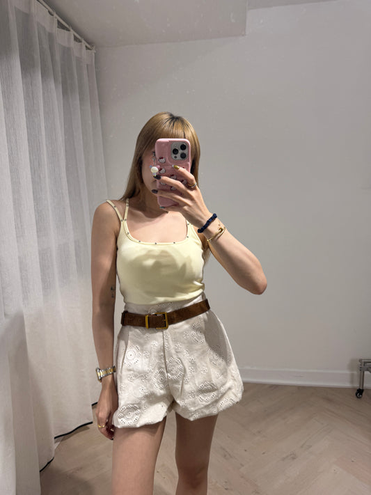 鈎花泡泡短褲 ( 黑/米 )