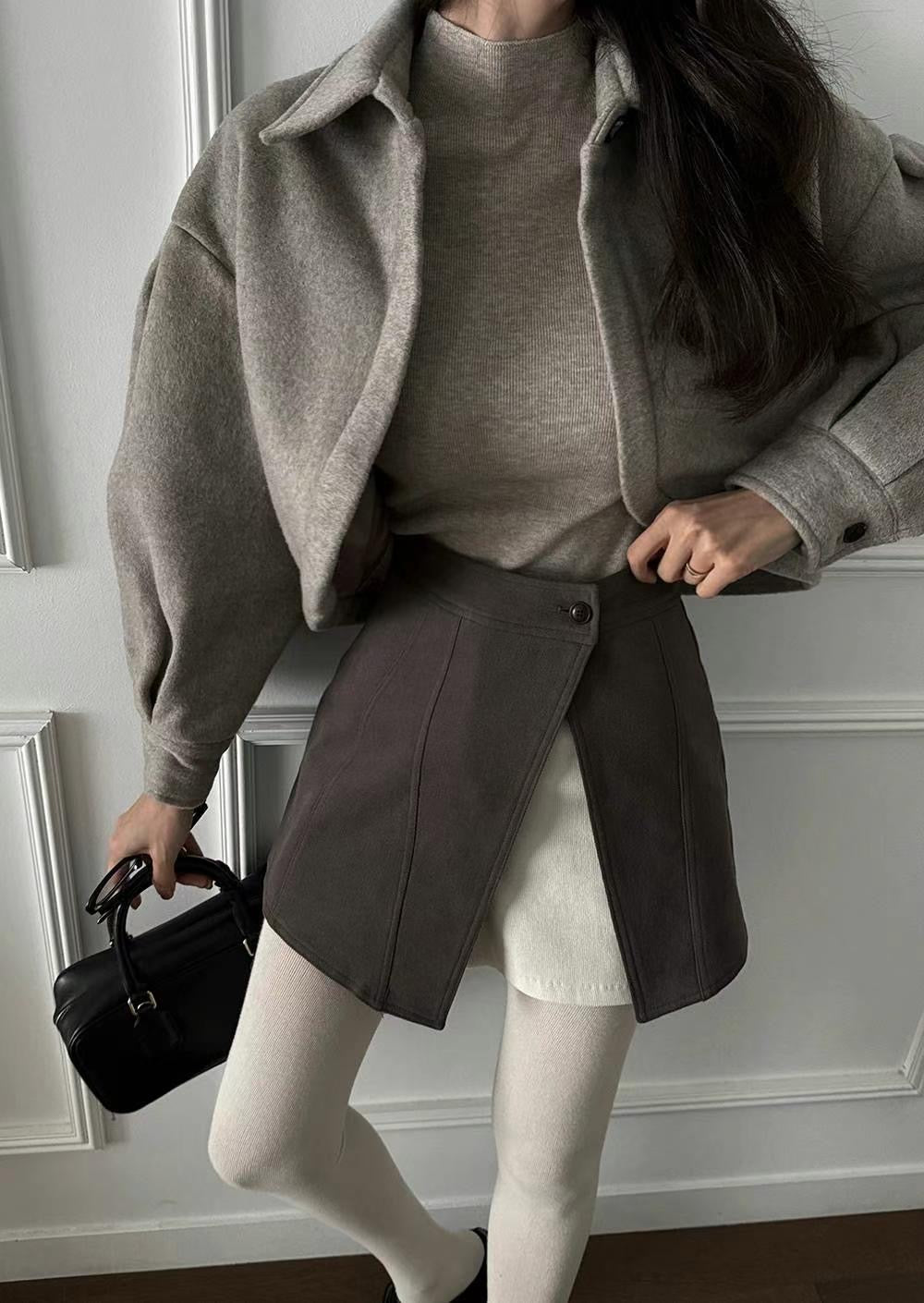 LAYER開叉腳裙褲 ( 深啡/黑 )