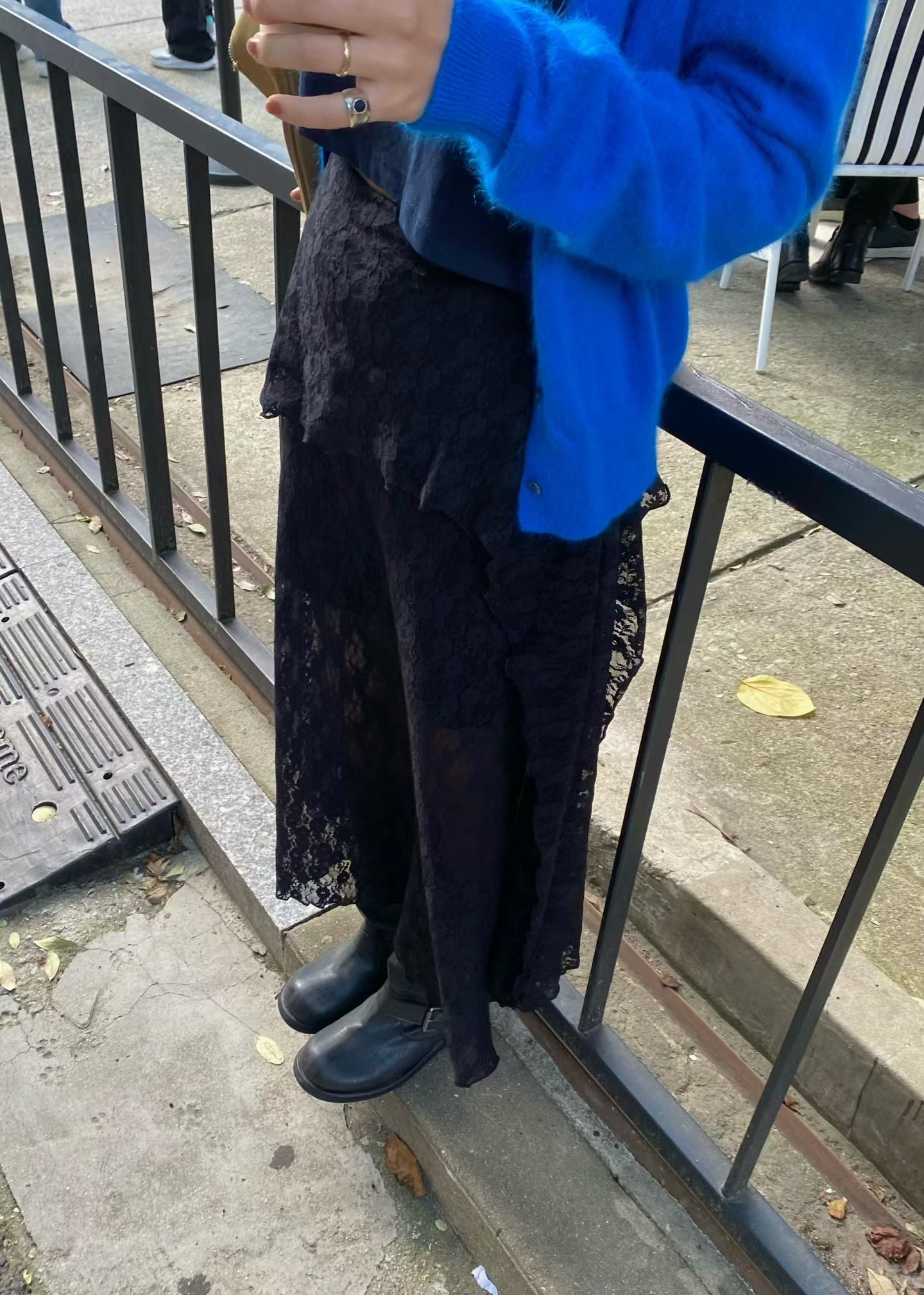 LACE層次開叉長裙 ( 黑/白/啡 )