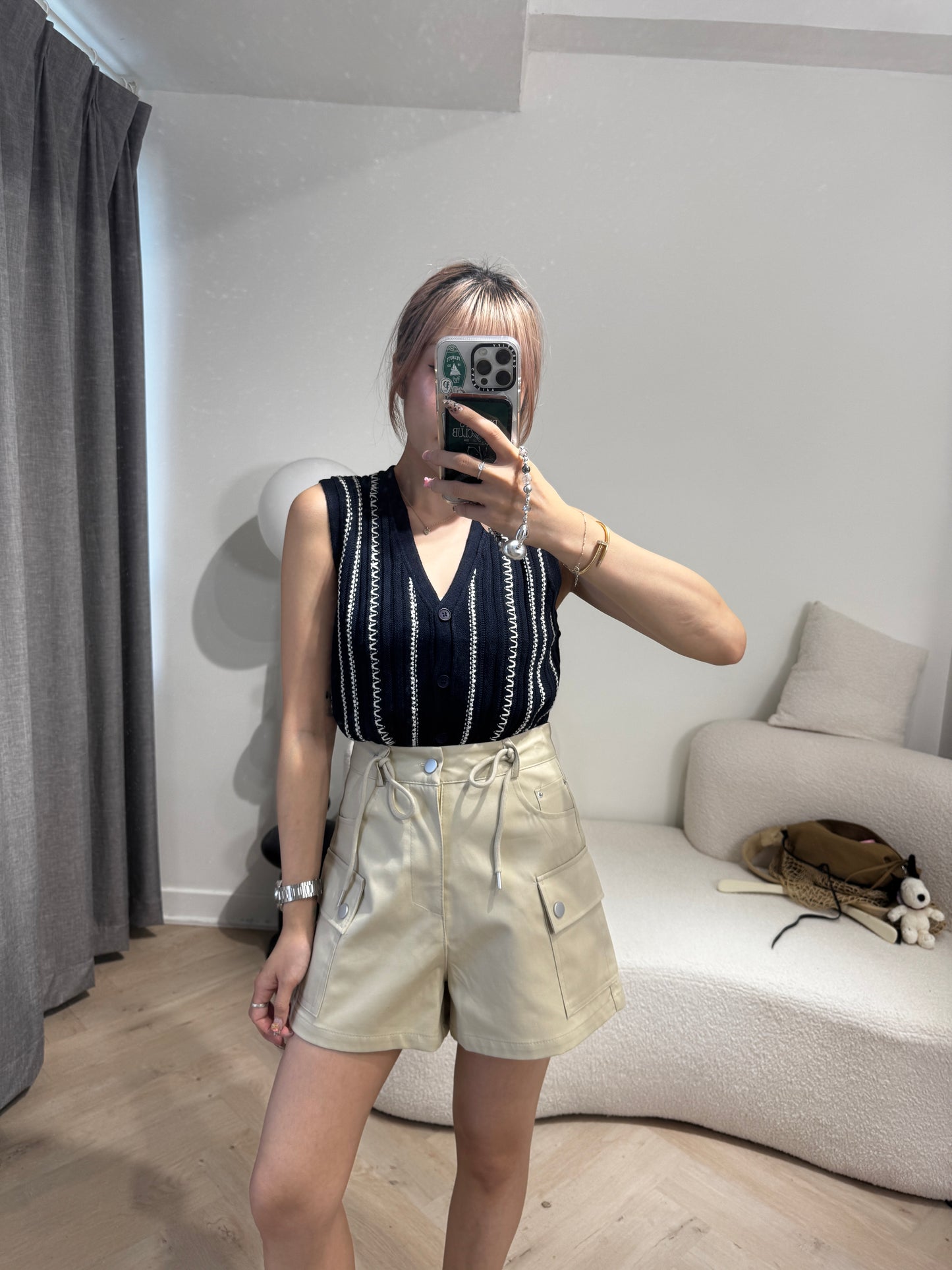 白線紋馬甲背心 ( 啡/寶藍 )