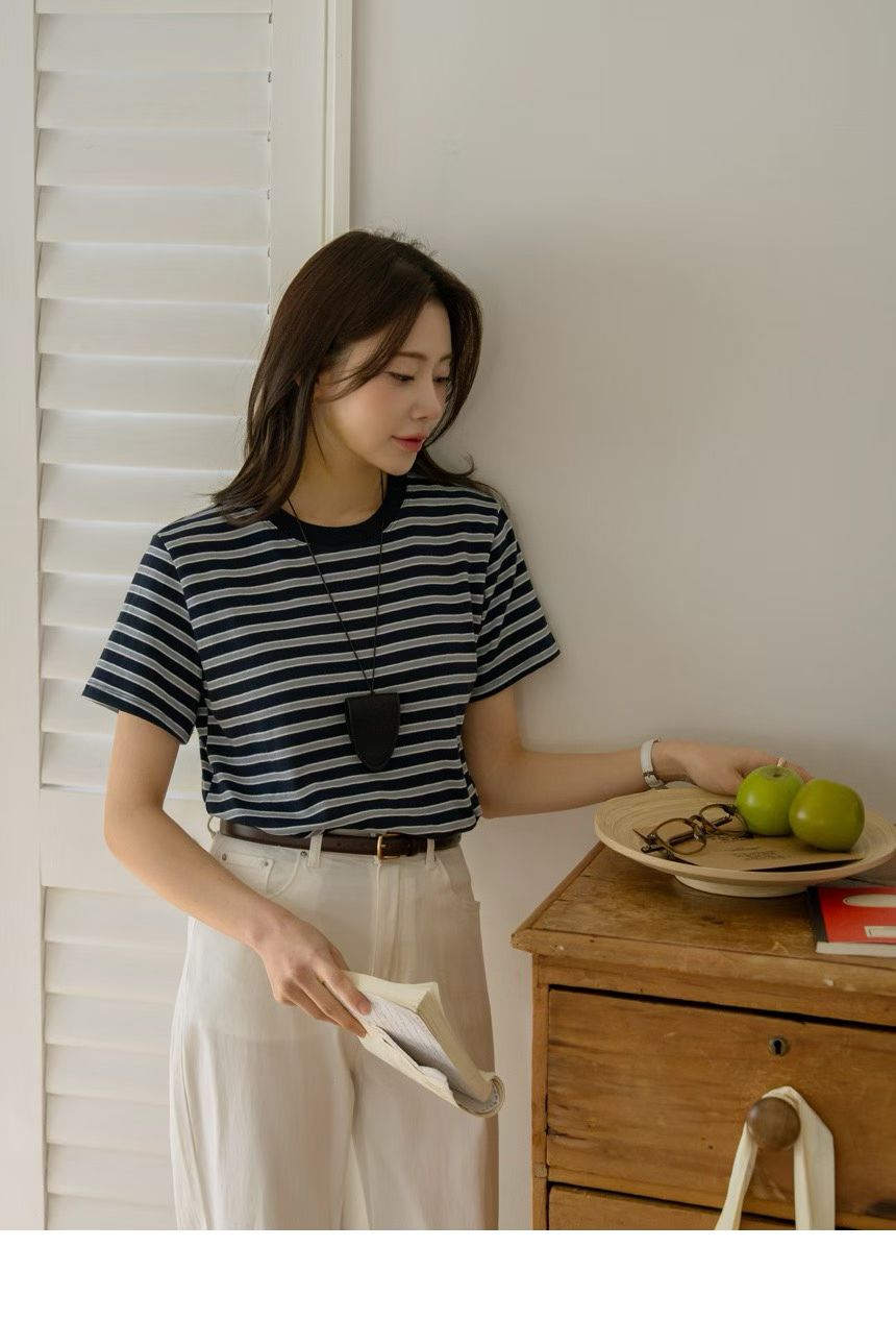 白邊間條TEE ( 寶藍/粉藍/粉/黃 )