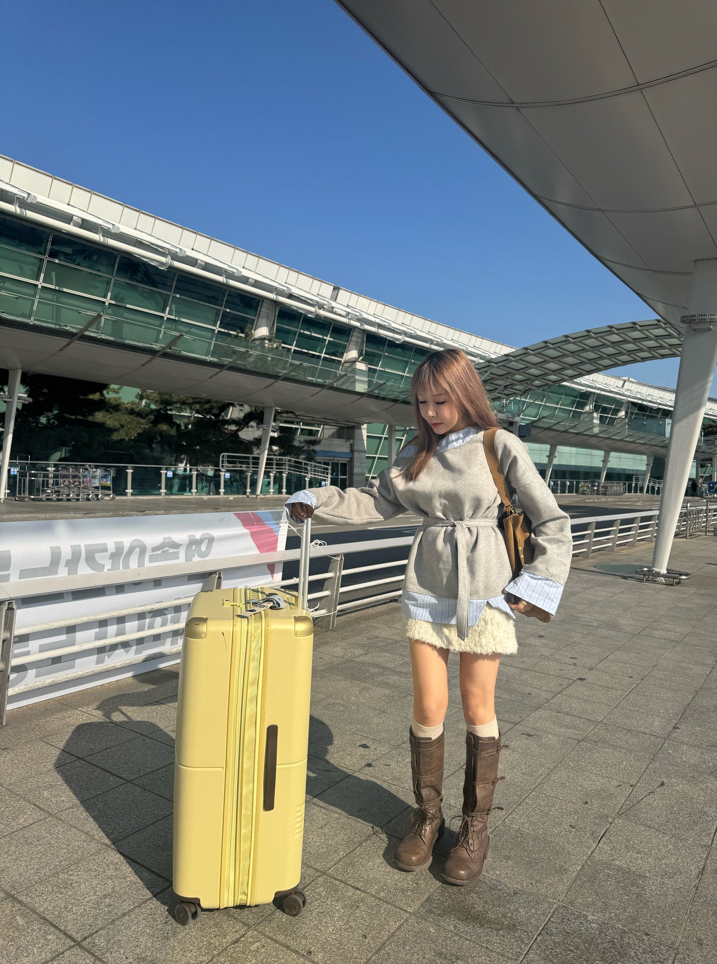 併恤衫邊綁帶衛衣 ( 黑/灰 )