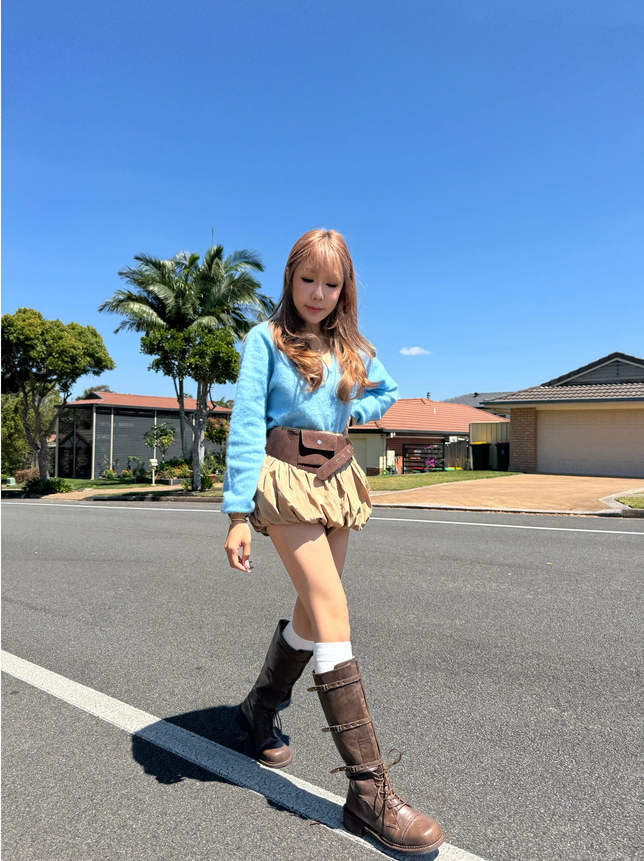 三間幼BELT長BOOT ( 啡/黑 )