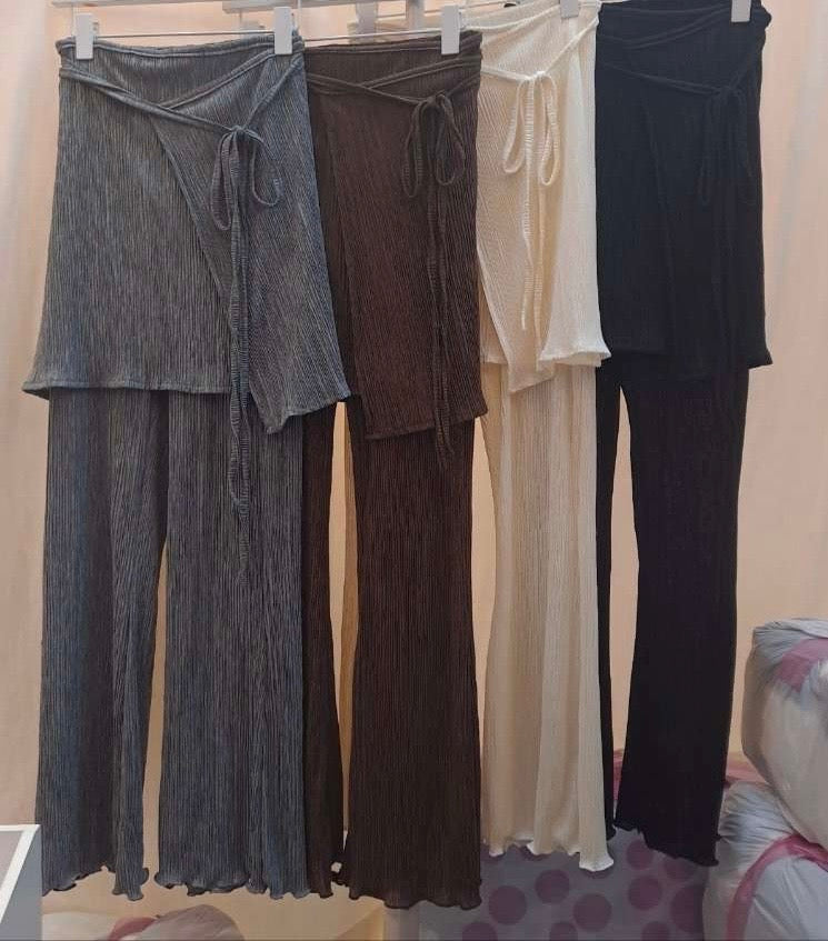 直樹紋背心+長褲套裝 ( 黑/米/啡/灰 )