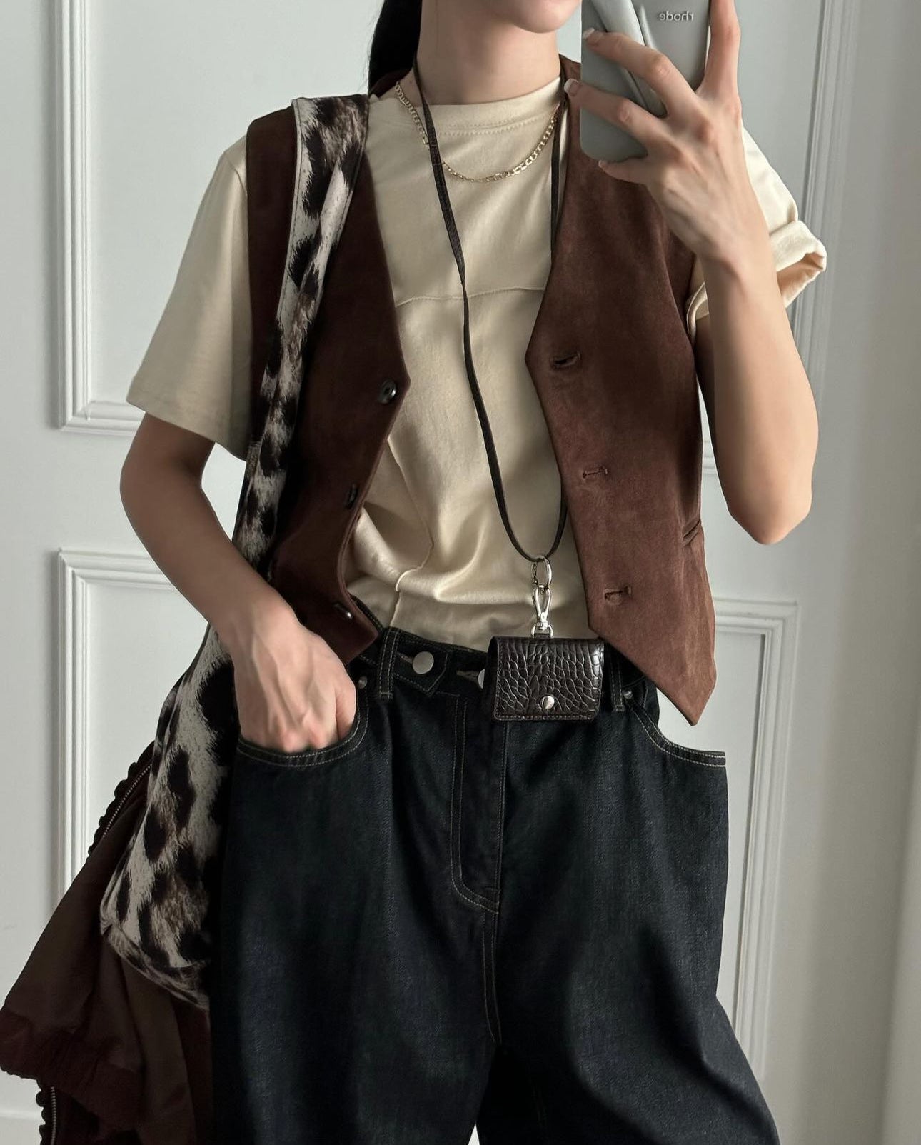 麂布馬甲背心外套 ( 黑/啡/彩藍 )