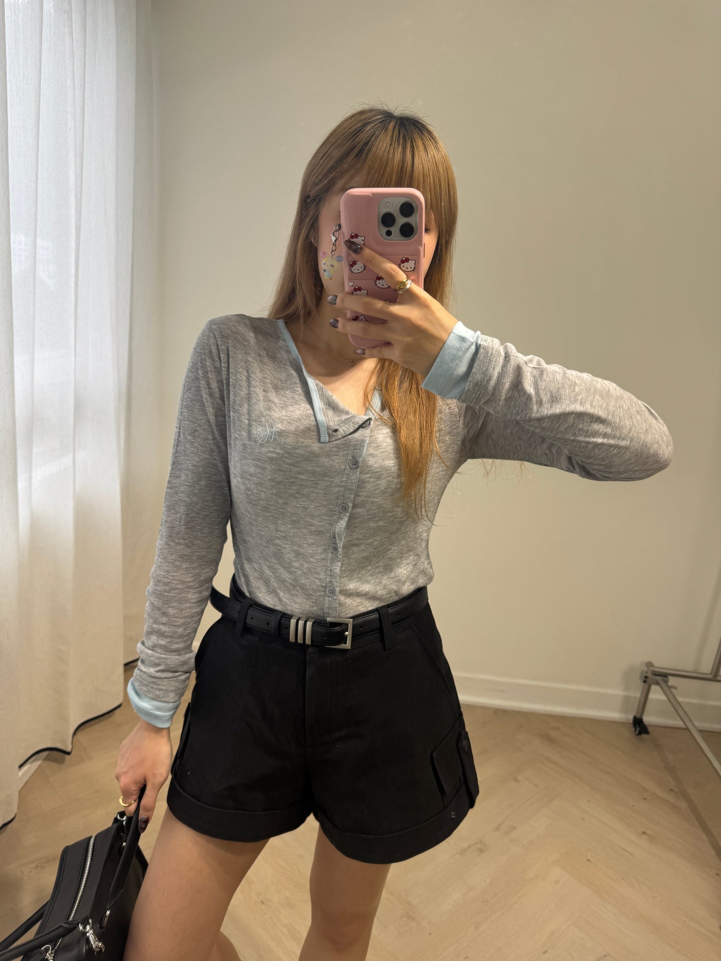 併邊斜鈕薄外套 ( 深灰/寶藍/灰 )