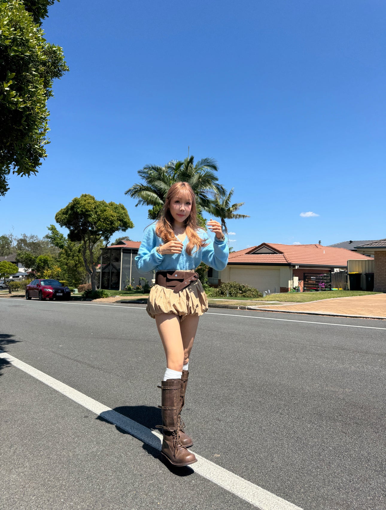 三間幼BELT長BOOT ( 啡/黑 )