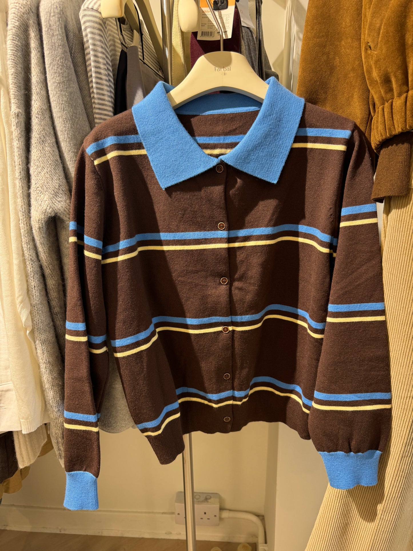 併領間條上衣外套 ( 灰/啡 )