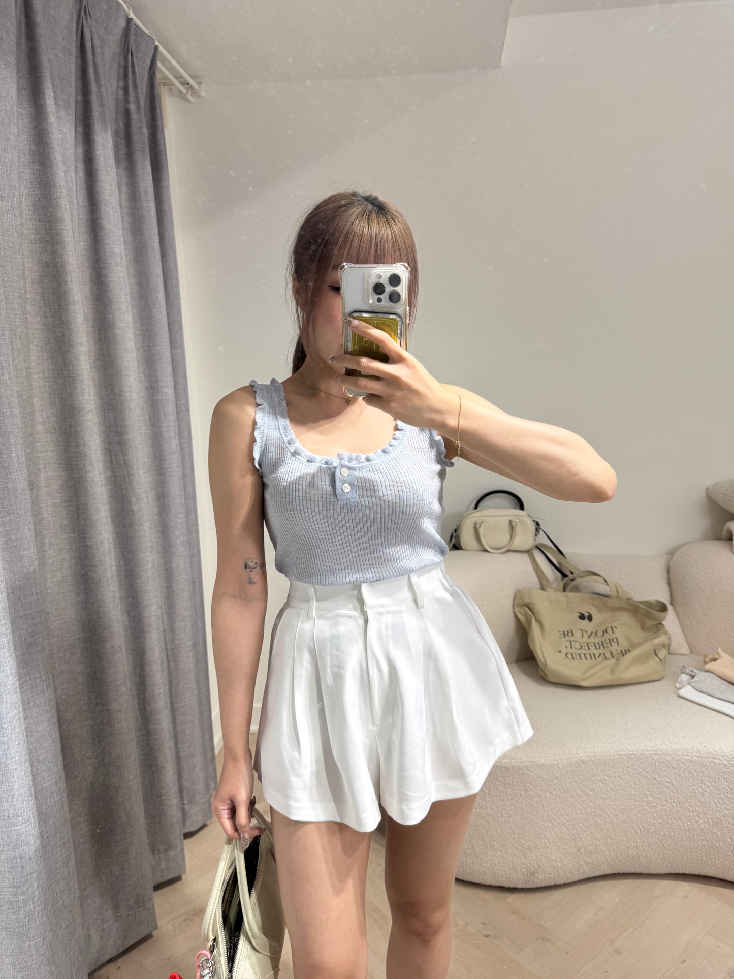 小花邊背心 ( 黑/白/灰/黃/藍 )