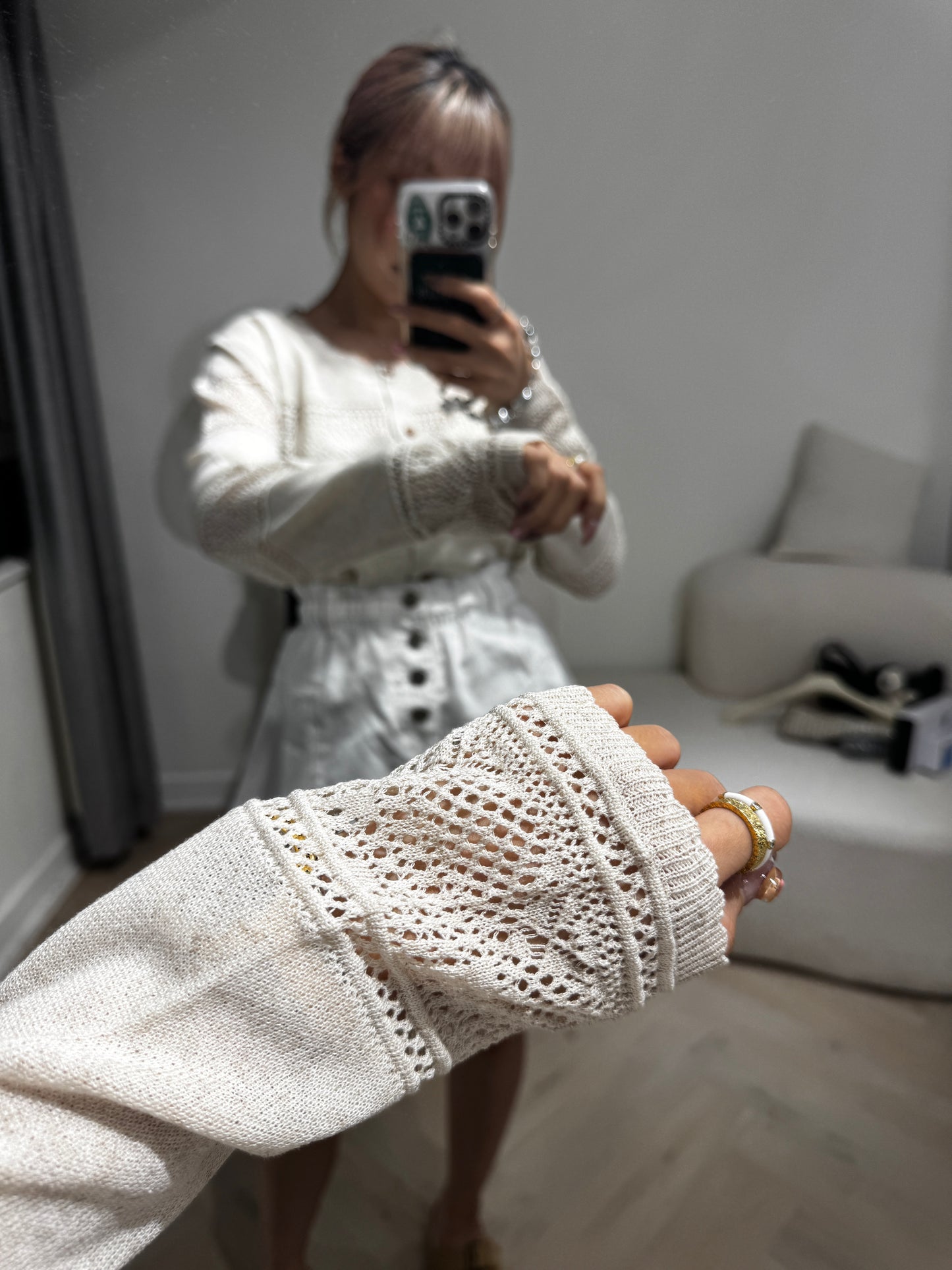 燕麥色花紋外套