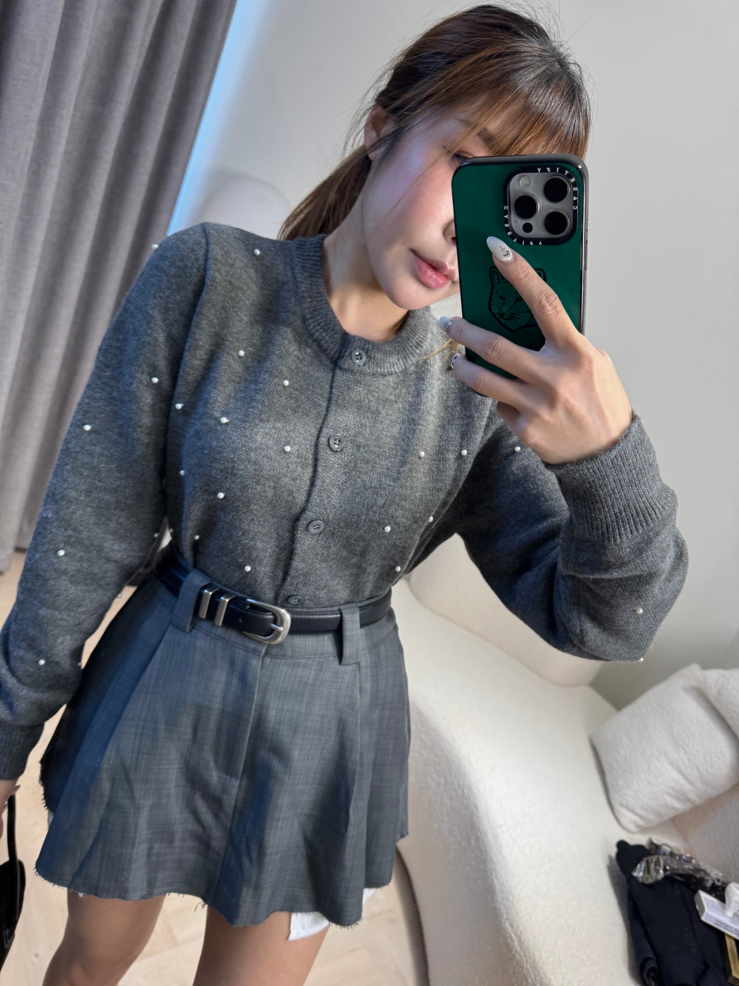 細珍珠外套 ( 黑/灰 )