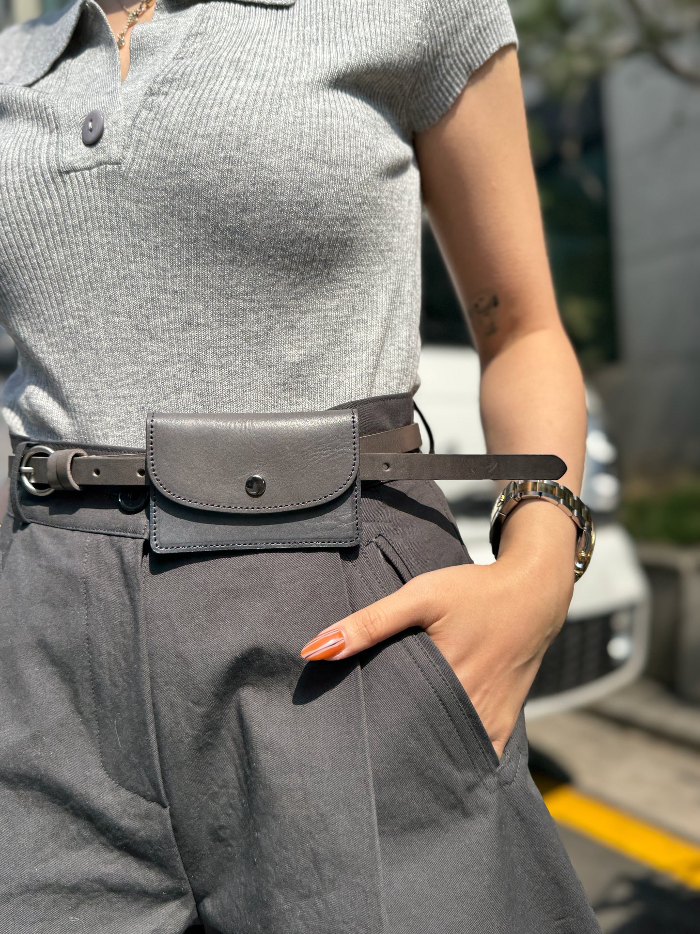 牛皮幼BELT BAG ( 六色 )