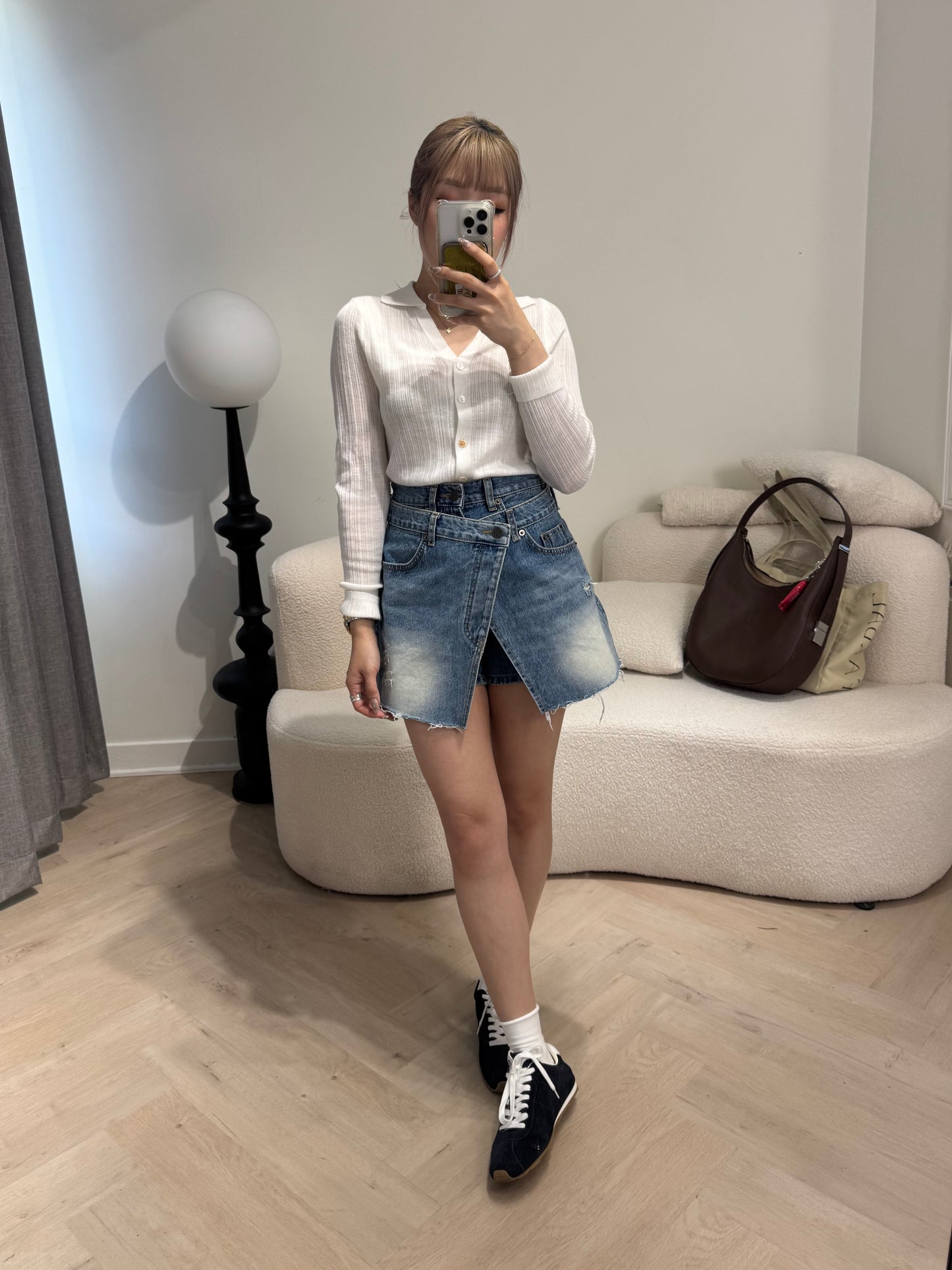 開叉圍牛仔裙褲套裝 ( S/M/L )