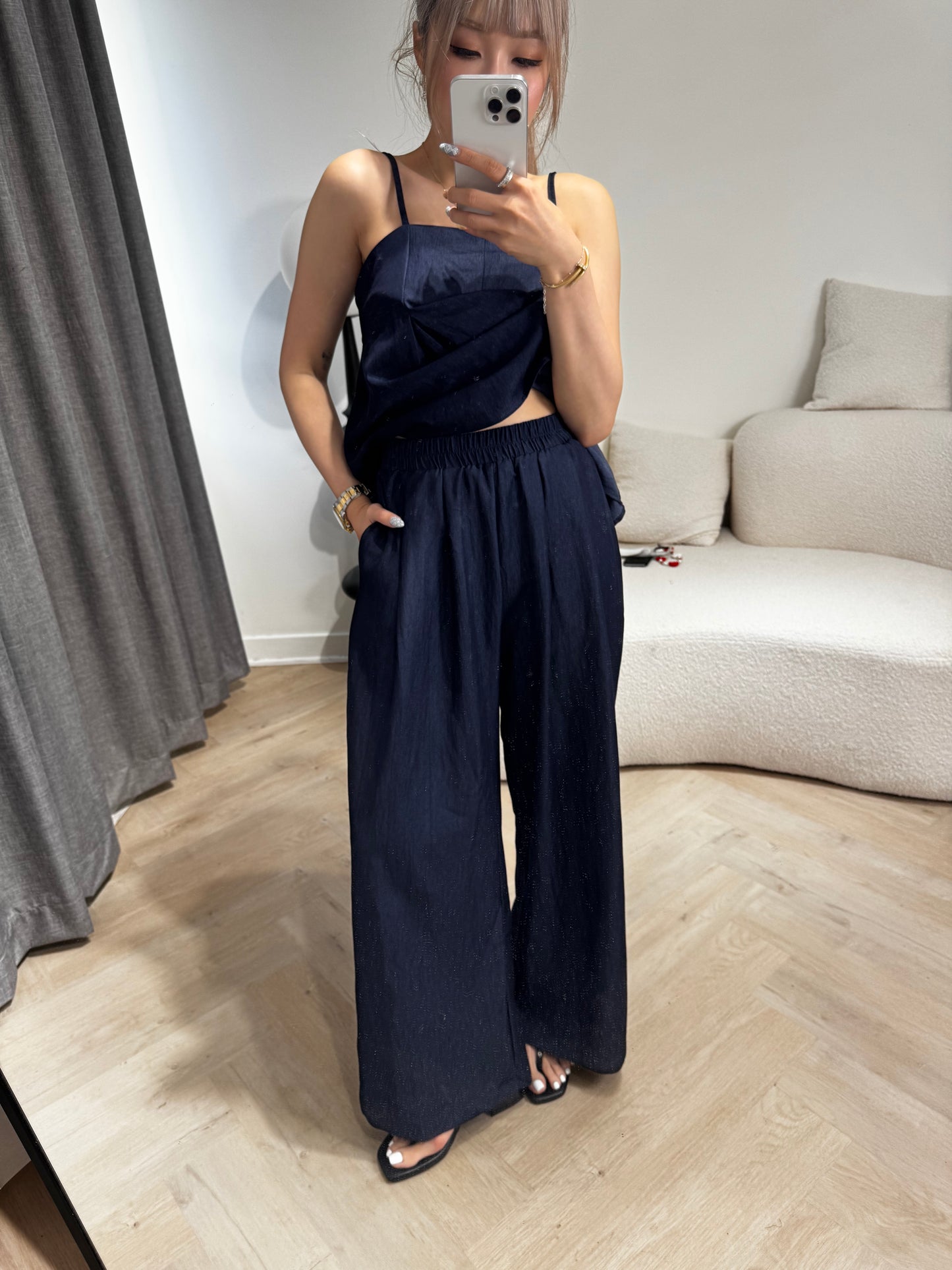 牛仔背心 + 長褲套裝SET ( 深/淺 )