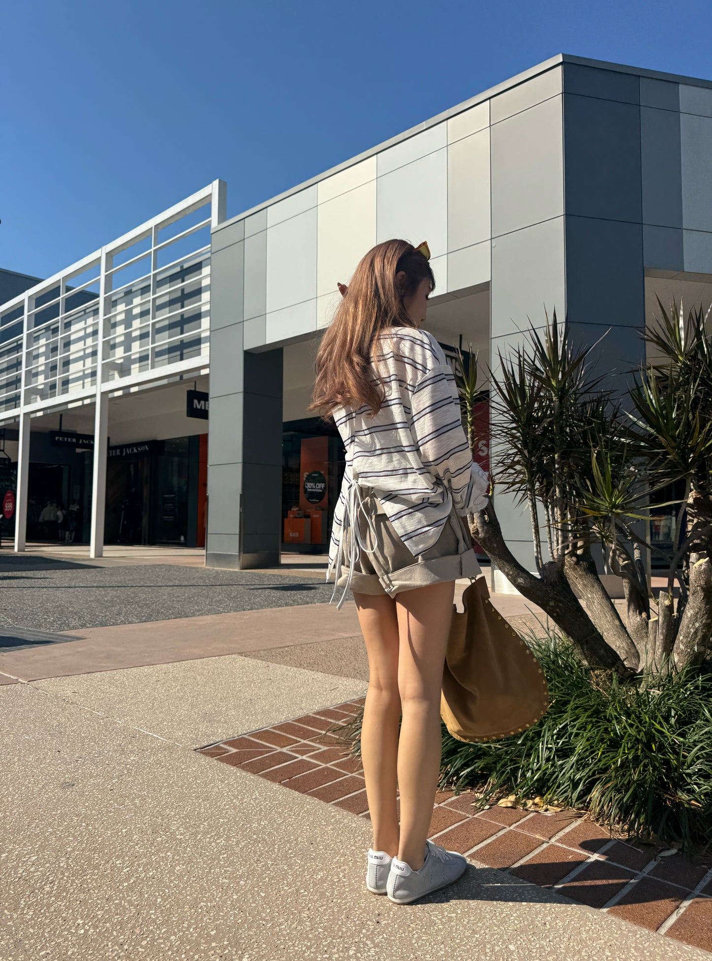 燈芯絨可反摺短褲 ( 米杏/深灰 )