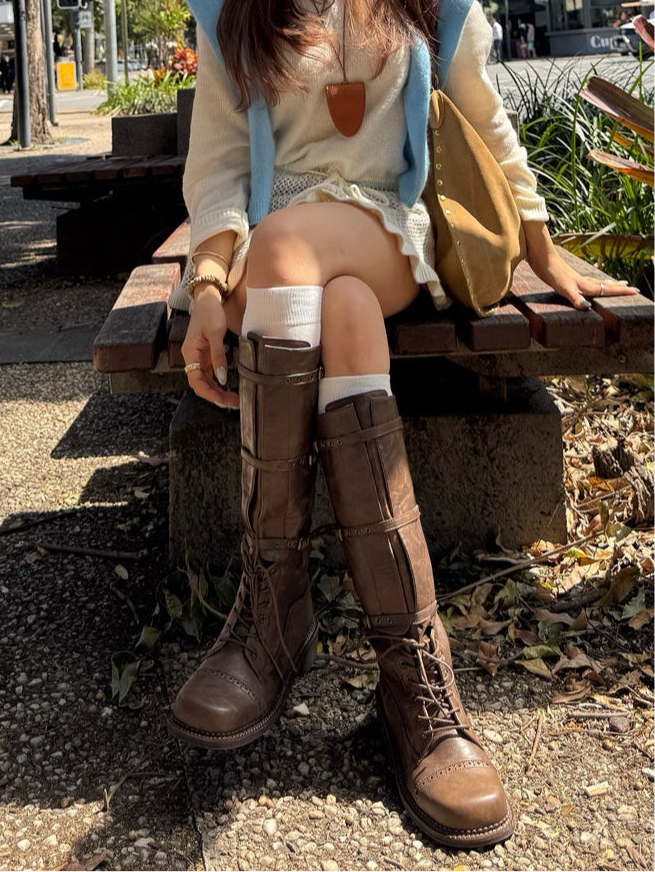 三間幼BELT長BOOT ( 啡/黑 )