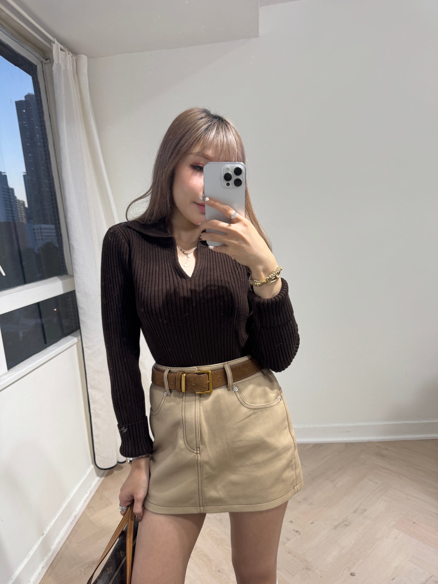 暗直紋POLO上衣 ( 米杏/深啡/深灰 )