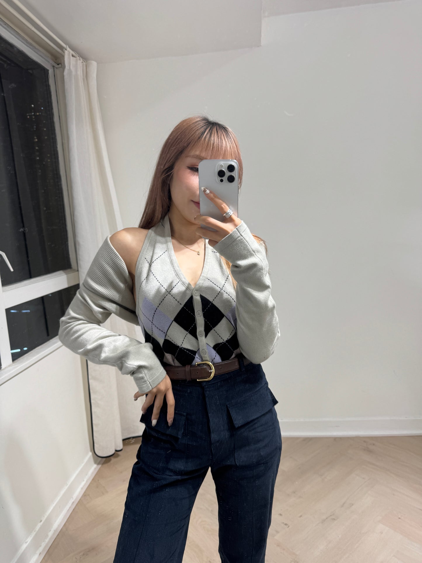 鼠尾草綠菱格套裝