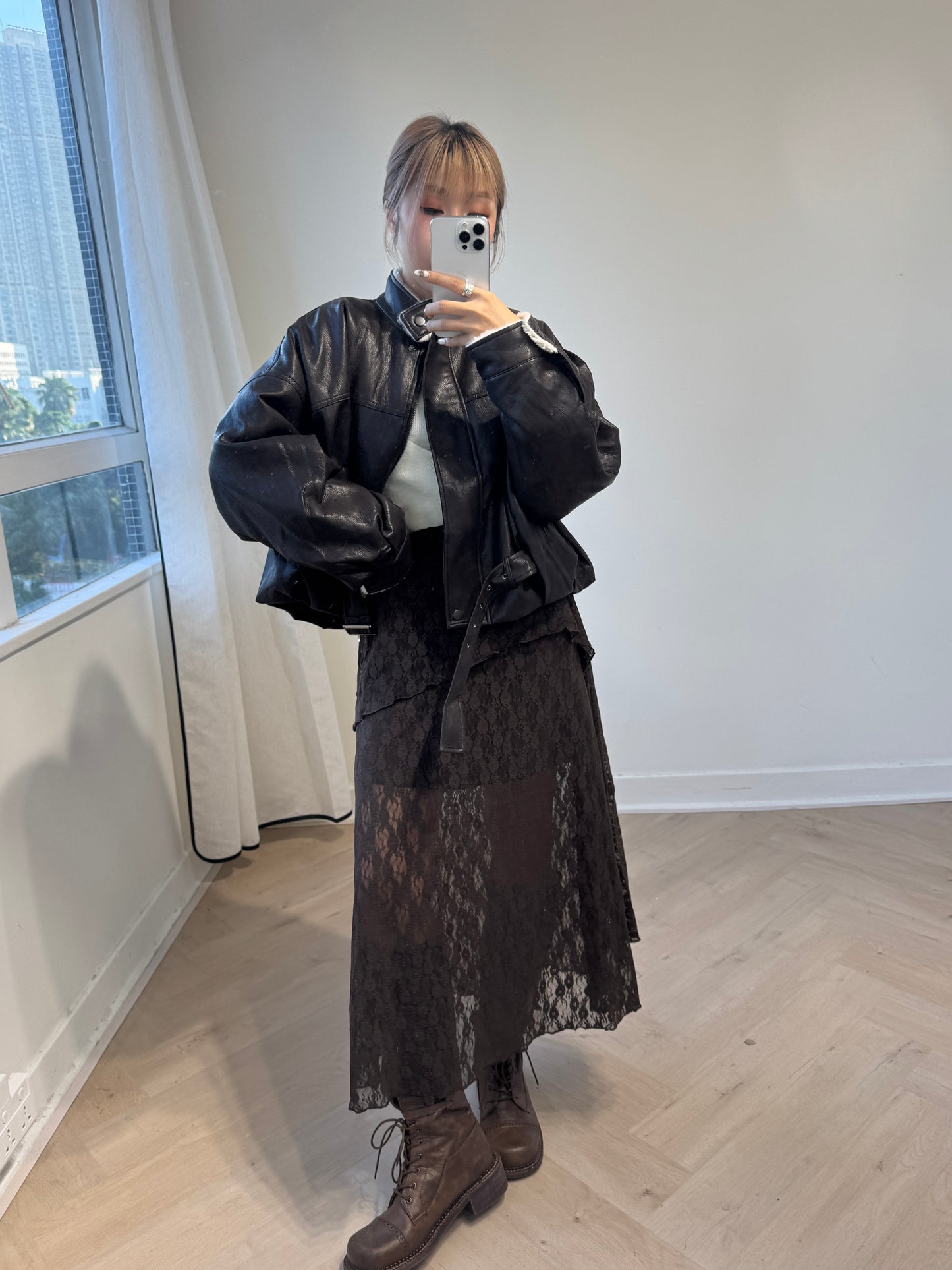 LACE層次開叉長裙 ( 黑/白/啡 )