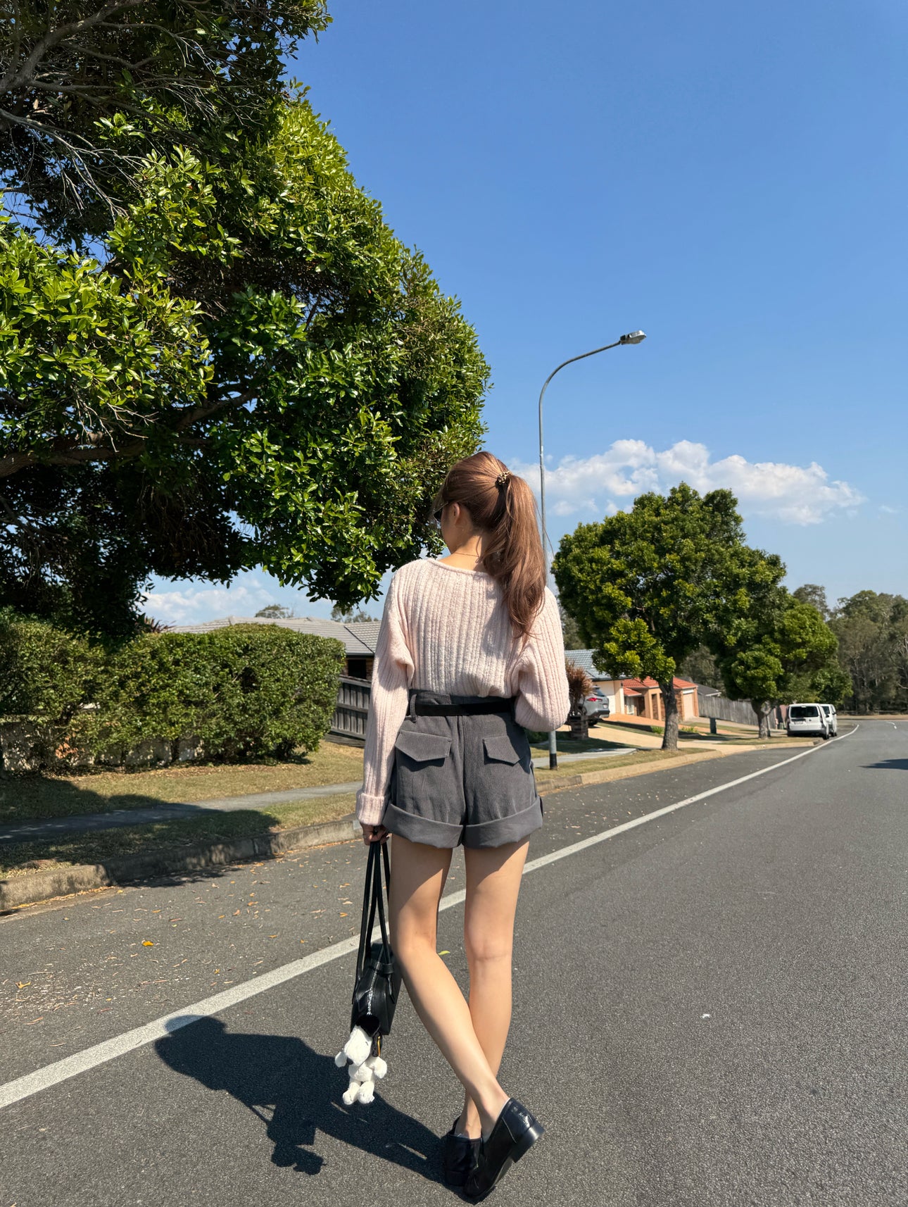 燈芯絨可反摺短褲 ( 米杏/深灰 )