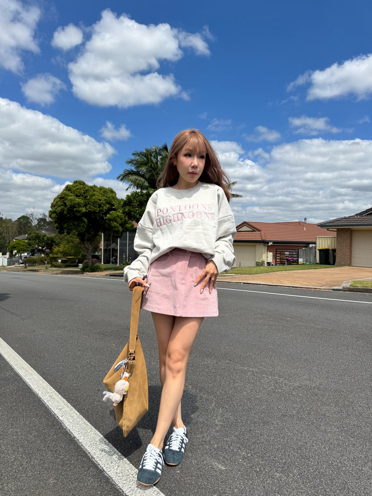 燈芯絨短裙 ( 粉/啡/白/黑 )