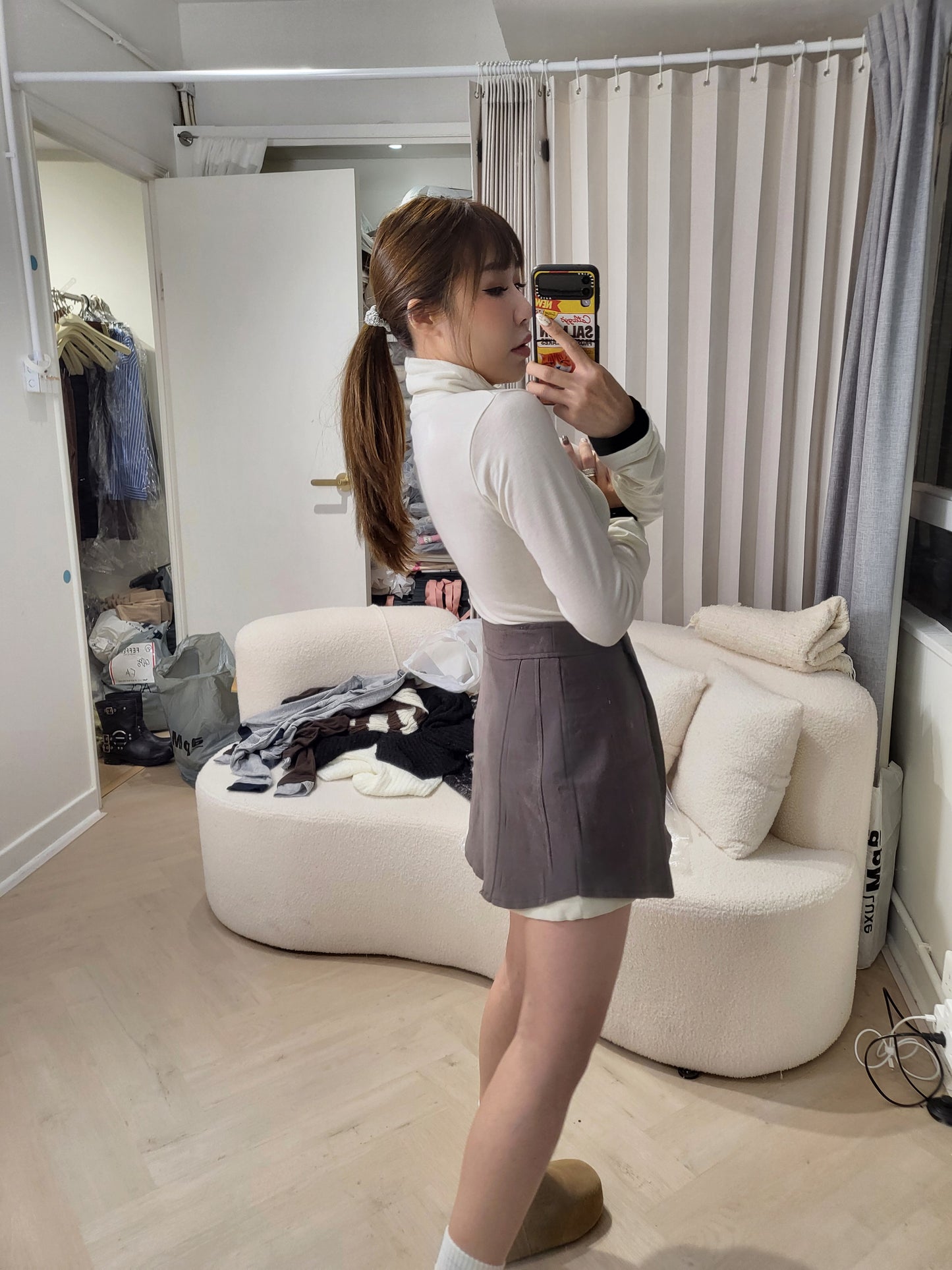 LAYER開叉腳裙褲 ( 深啡/黑 )