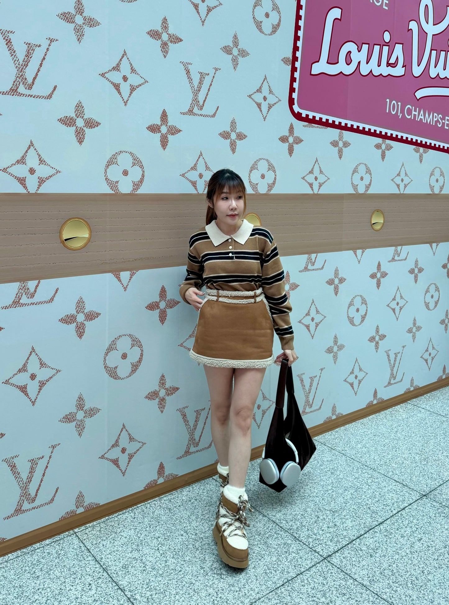 羊羔毛邊麂布短裙 S/M