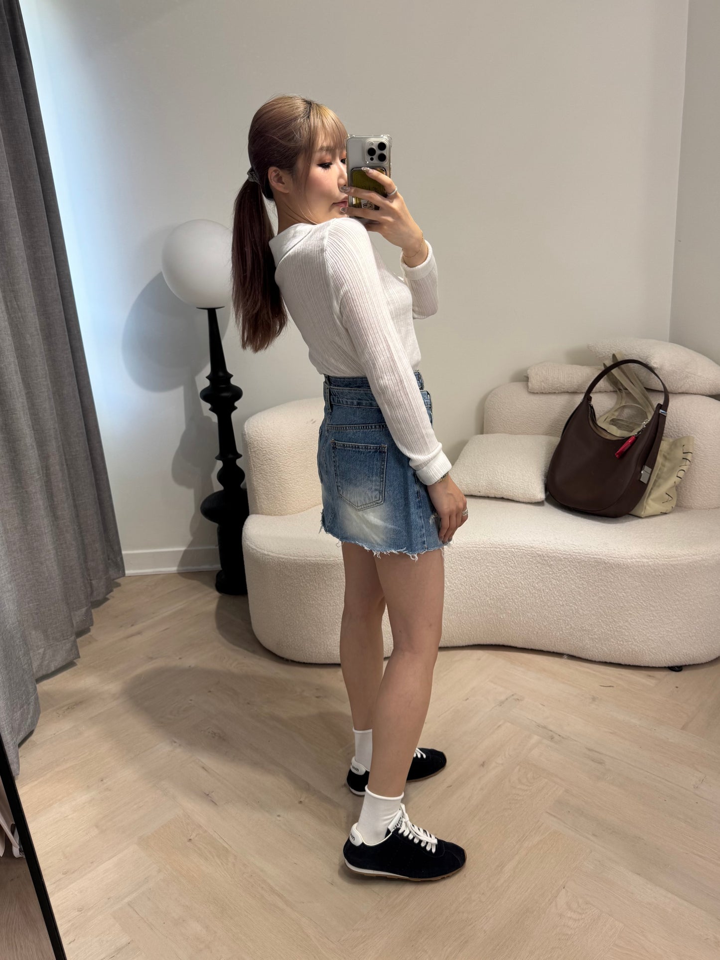 開叉圍牛仔裙褲套裝 ( S/M/L )