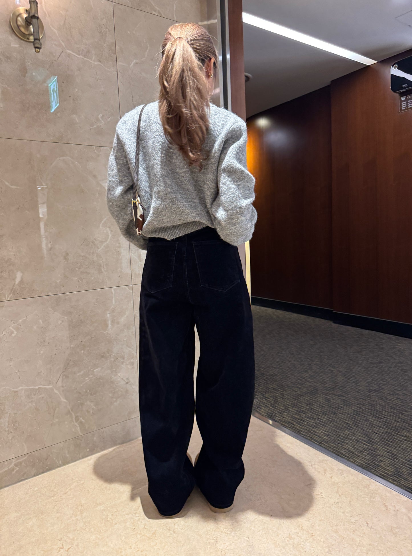 厚挺絨面長牛仔褲 ( 深啡/寶藍 )